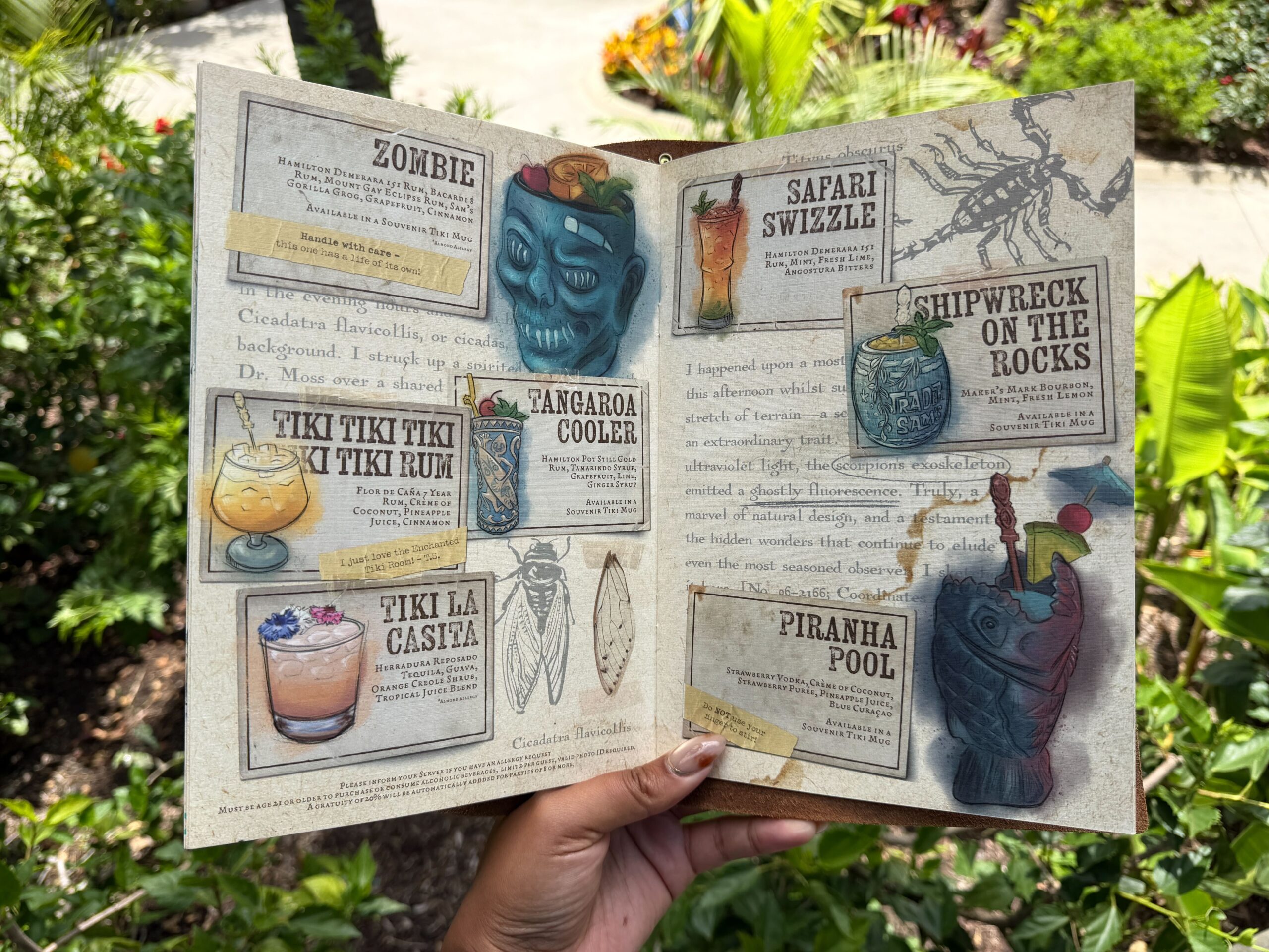 Disneyland Hotel Trader Sam's tiki bar menu.