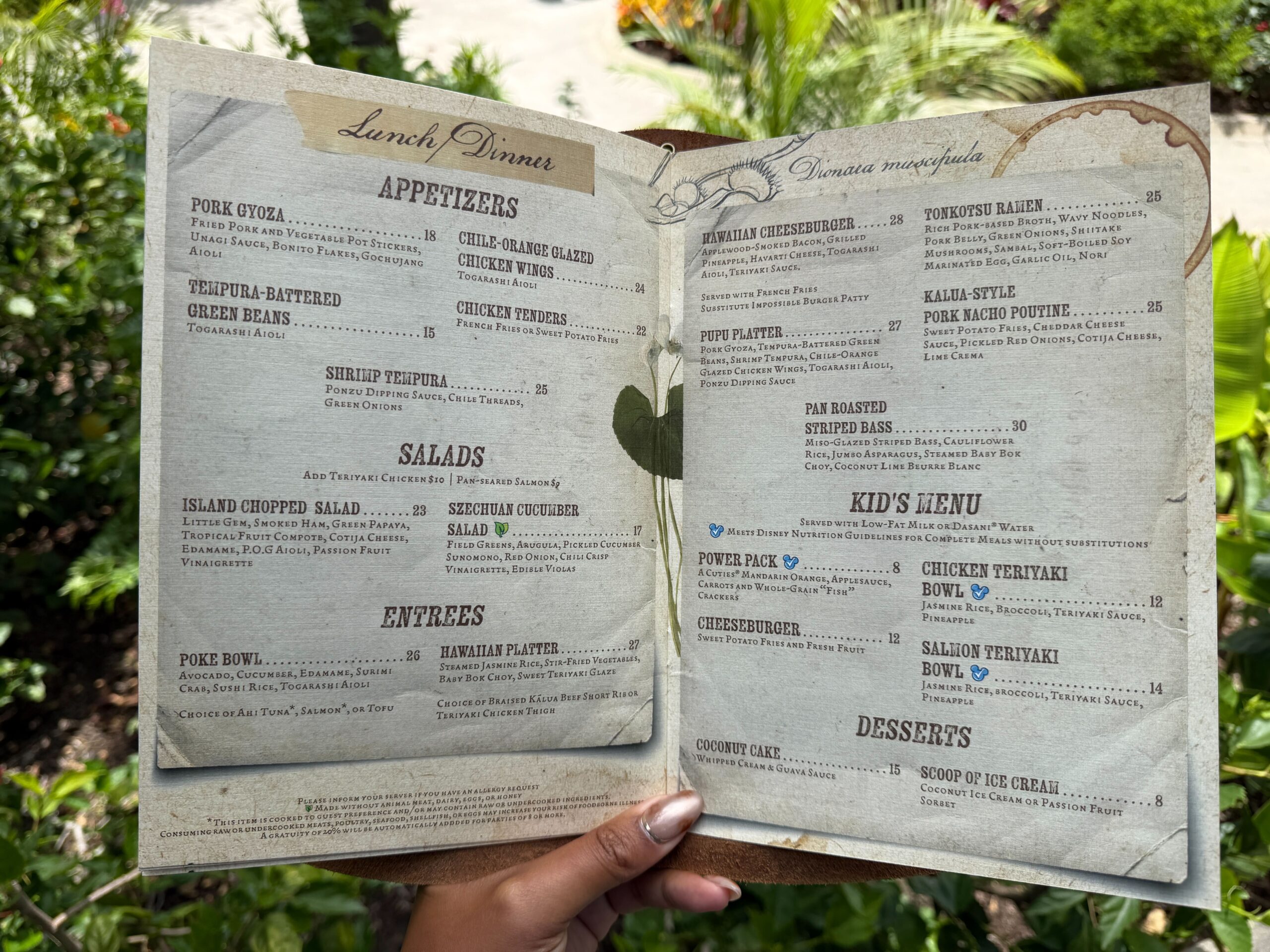 Disneyland Hotel Trader Sam's tiki bar menu.