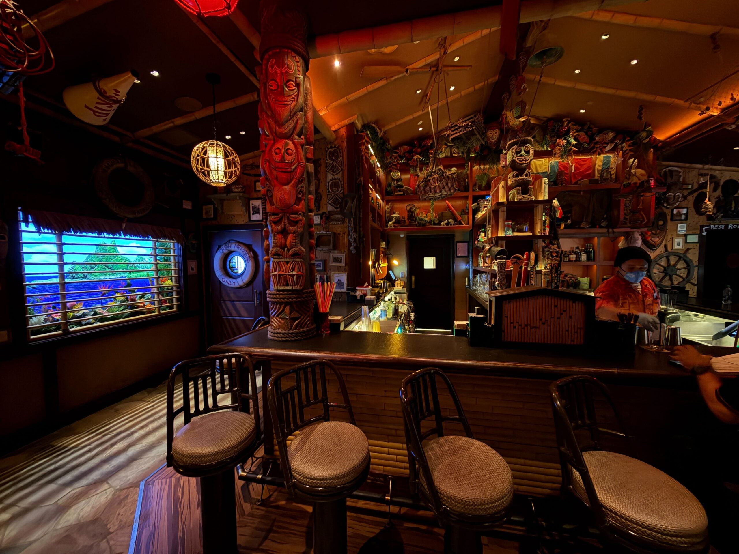 Disneyland Hotel Trader Sam's tiki bar interior.