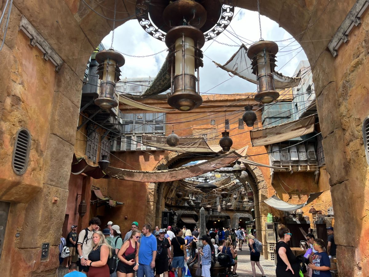 Entrance to Black Spire Marketplace in Star Wars: Galaxy's Edge at Disneyland.