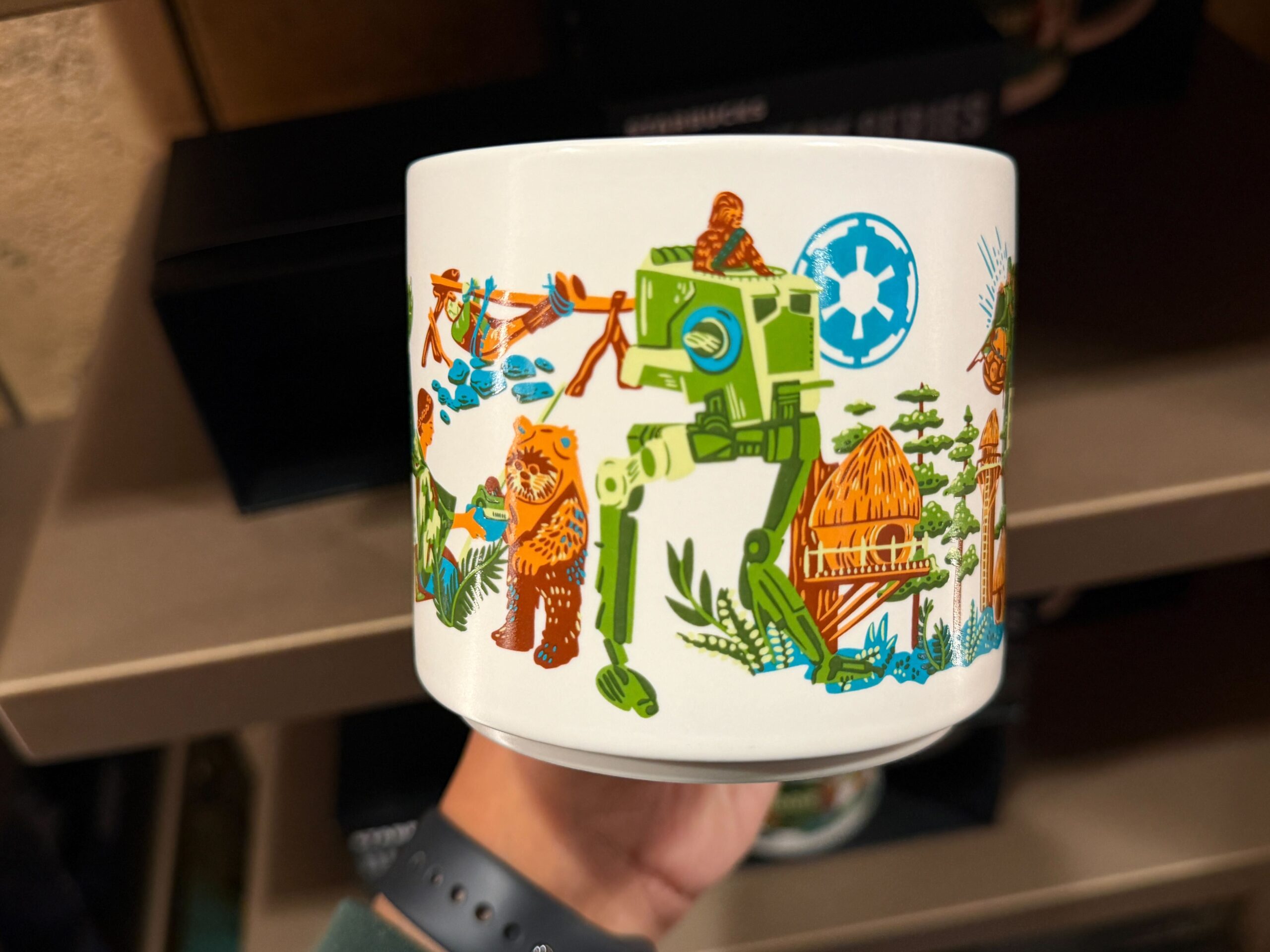 Star Wars Endor Starbucks Mug at Dok-Ondar's Den of Antiquities in Star Wars: Galaxy's Edge at Disneyland