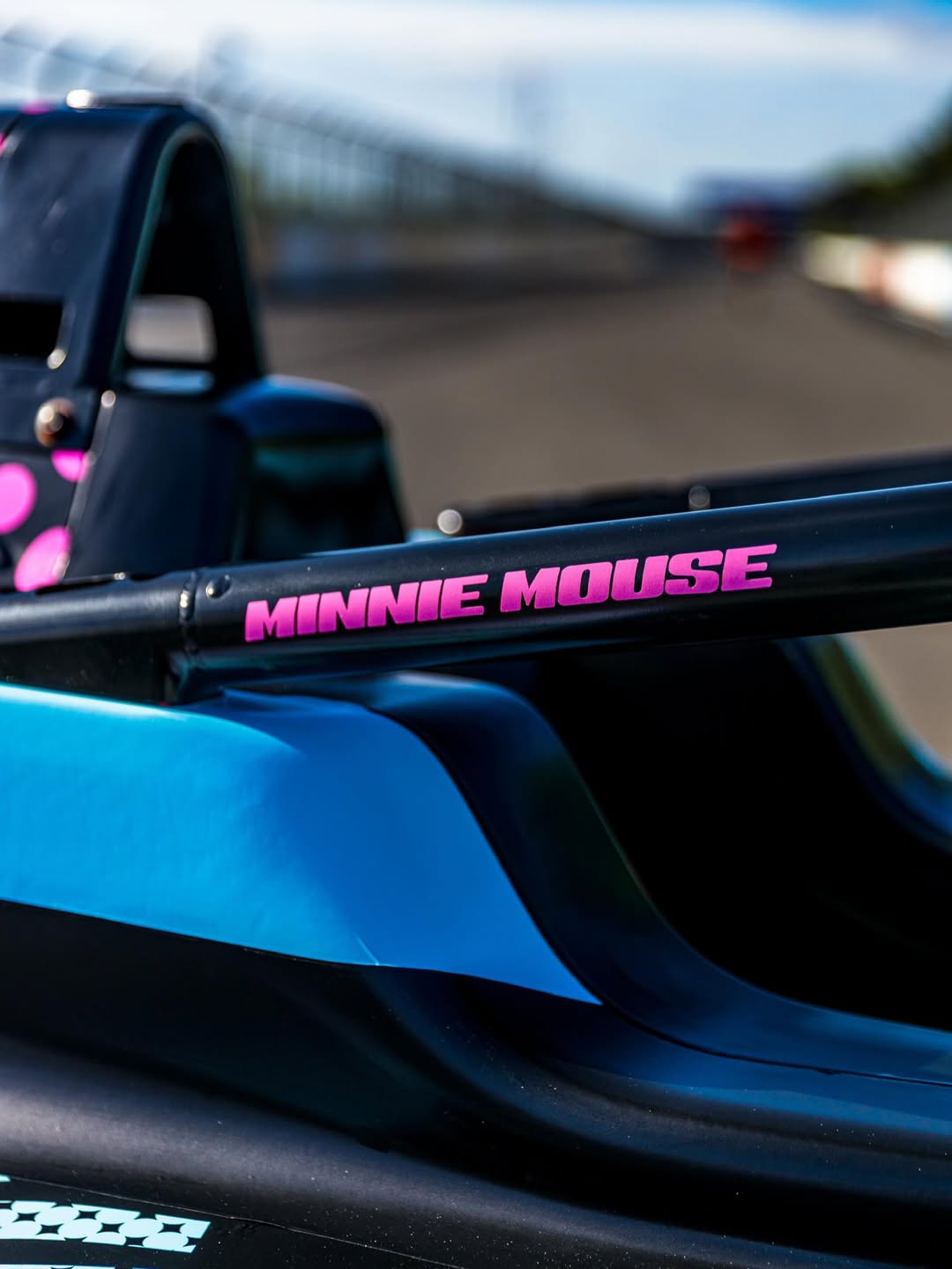 "Minnie Mouse" printed on the vehicle.