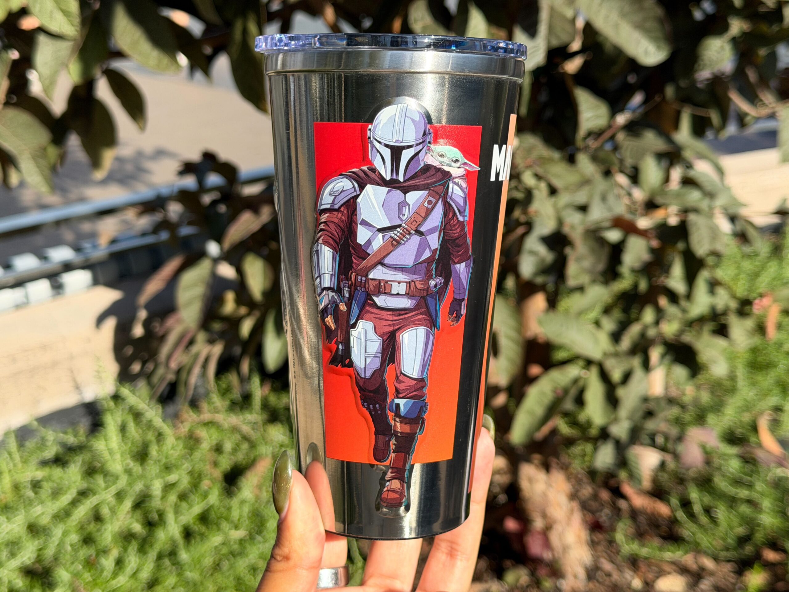 These tumblers feature images of Din Djarin (The Mandalorian or Mando) and Grogu (or Baby Yoda). They are limited to two per person, per transaction while supplies last.