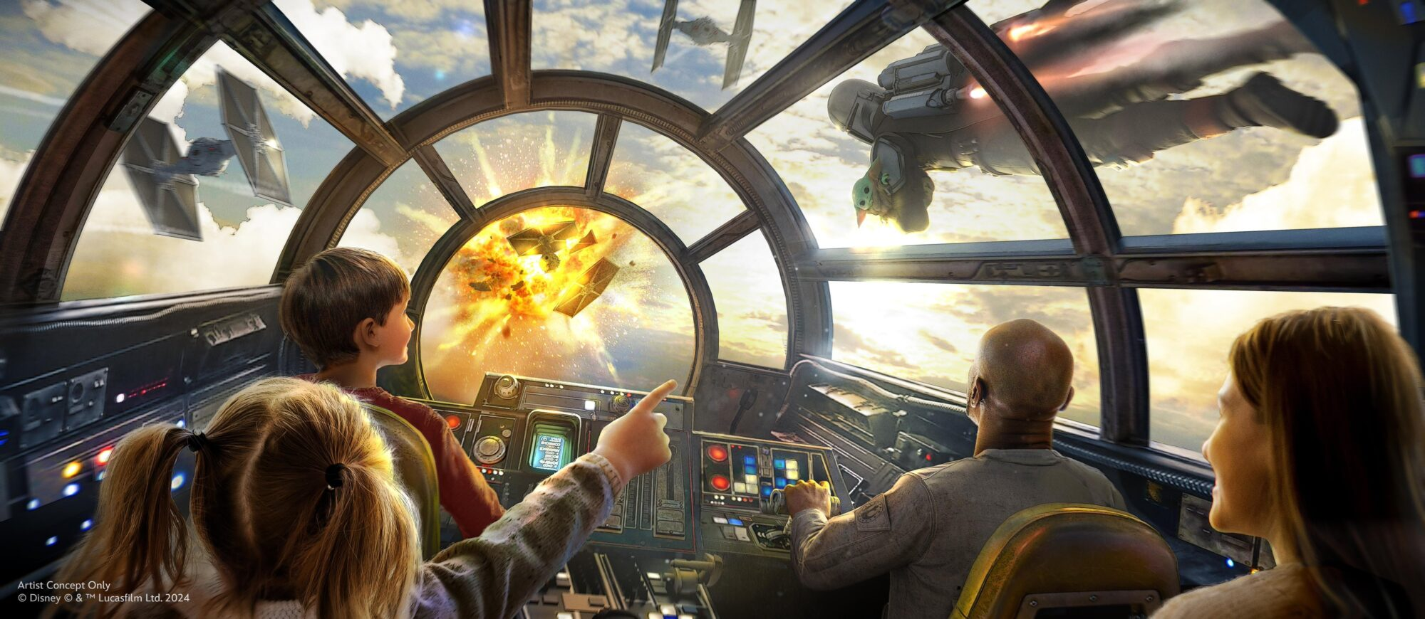 The Mandalorian & Grogu Mission on Millennium Falcon: Smugglers Run in Star Wars: Galaxy's Edge