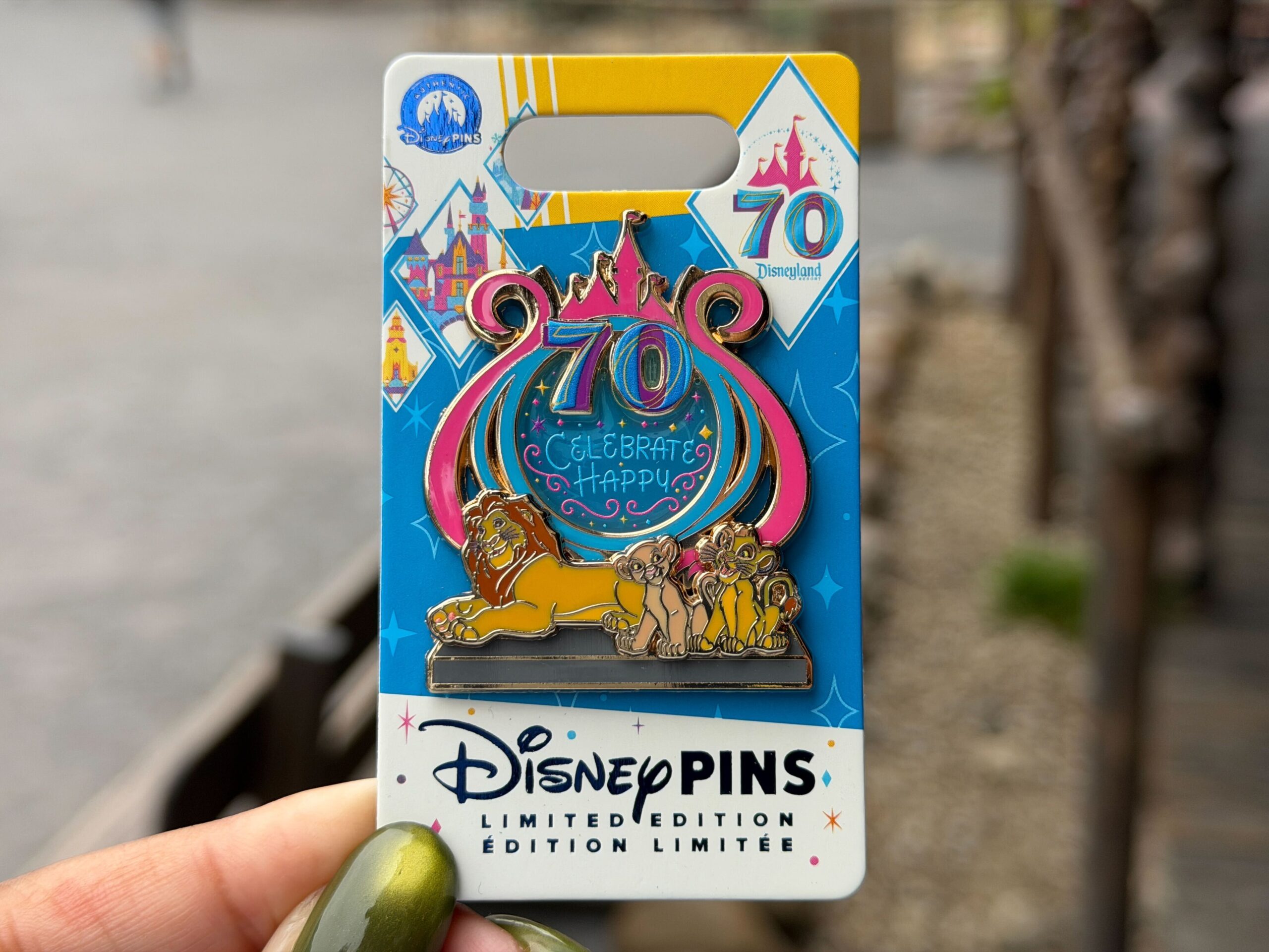 With the same celebratory background as the pin above, this one features Mufasa, Nala, and Simba.