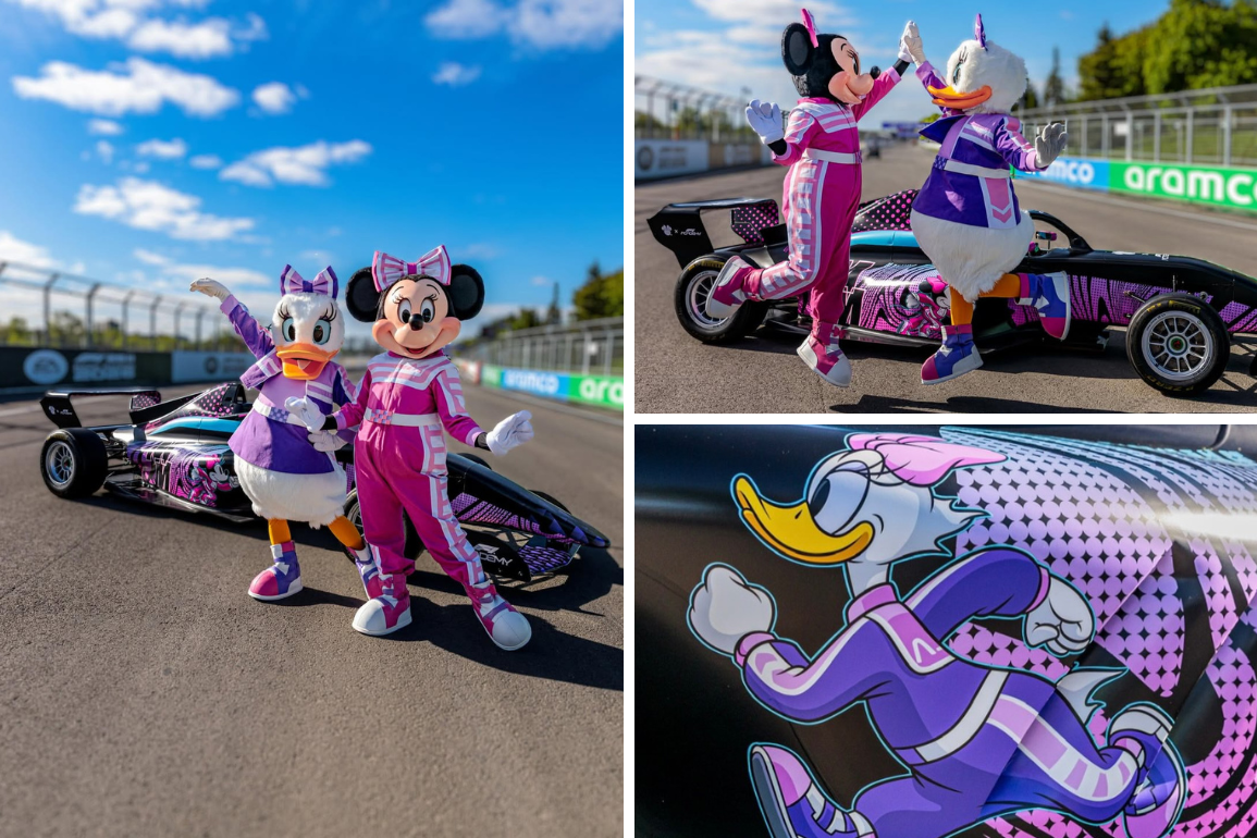 Minnie Mouse and Daisy Duck arrive at Montreal, Canada to celebrate Round 2 of the F1 Academy.