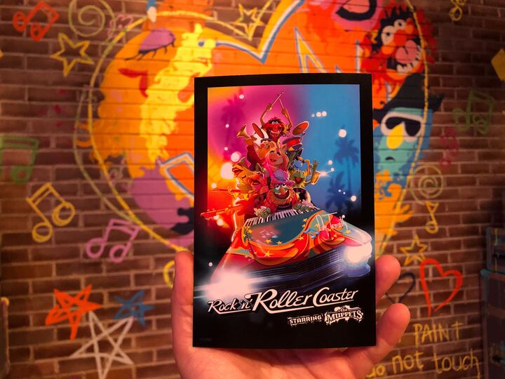 A postcard of the official Rock 'n' Roller Coaster Starring the Muppets poster is available.