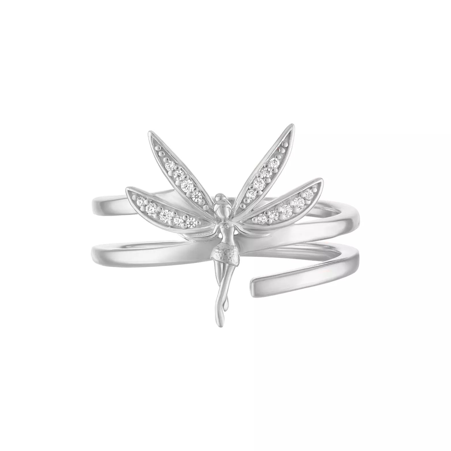 In sterling silver, this ring is in the same style as the earrings above, showing Tinker Bell in a landing position. These rings are available in sizes 6-9. While the description of them online indicates they are available in sizes 6-10, it appears they are only available up to size 9 at the time of writing.