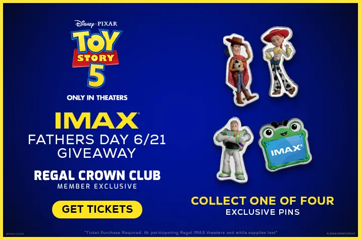 Regal Theaters Toy Story 5 Father's Day giveaway.