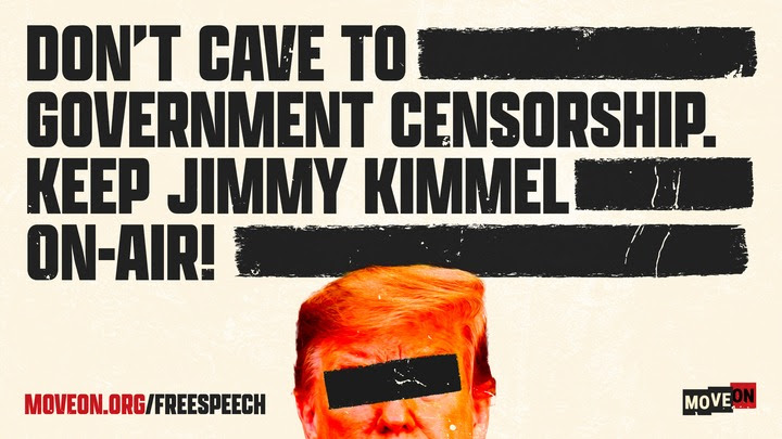 MoveOn anti-censorship billboard targeting Disney for Jimmy Kimmel