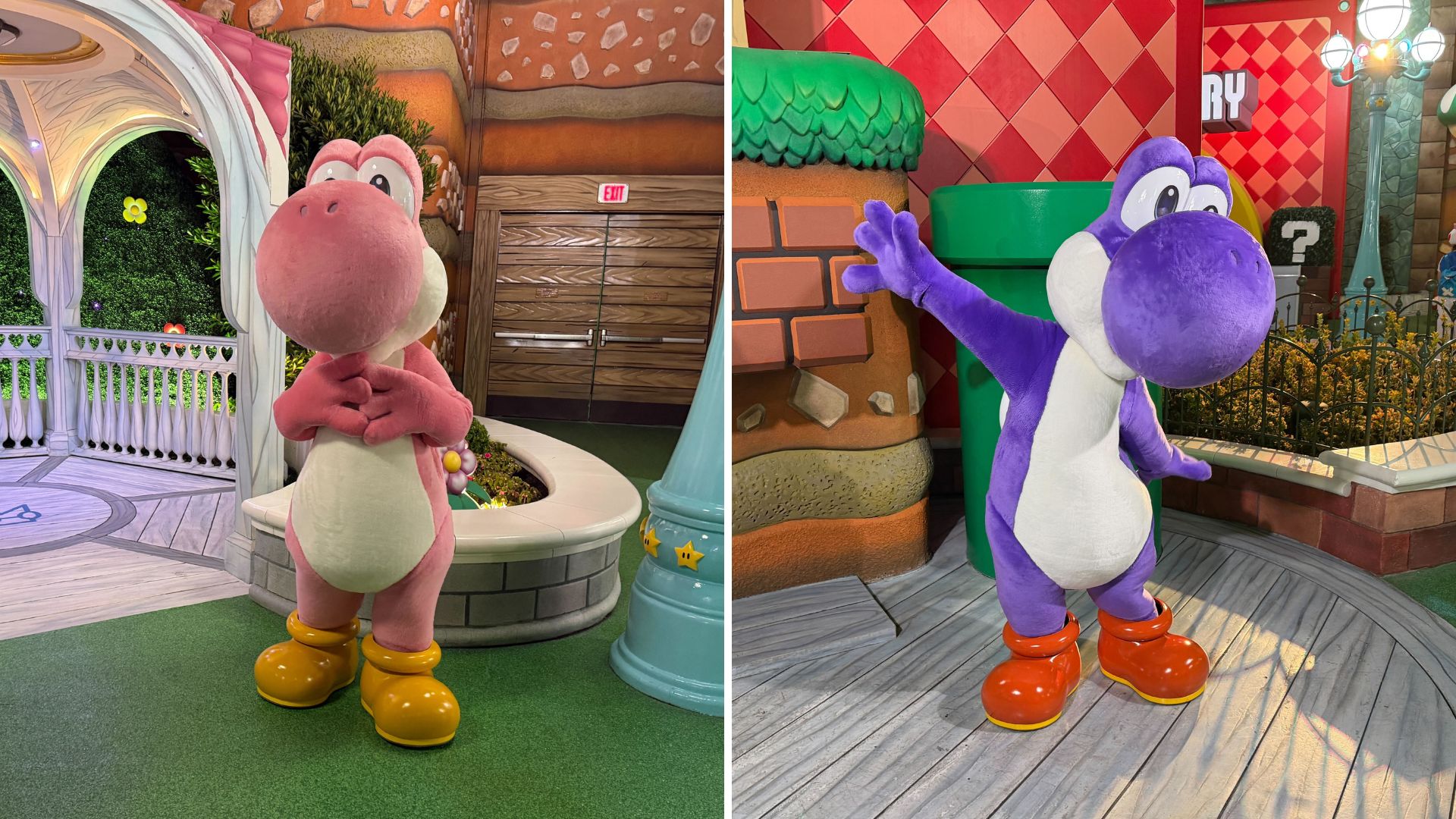 Colorful Yoshis in Super Nintendo World at Universal Fan Fest Nights at Universal Studios Hollywood