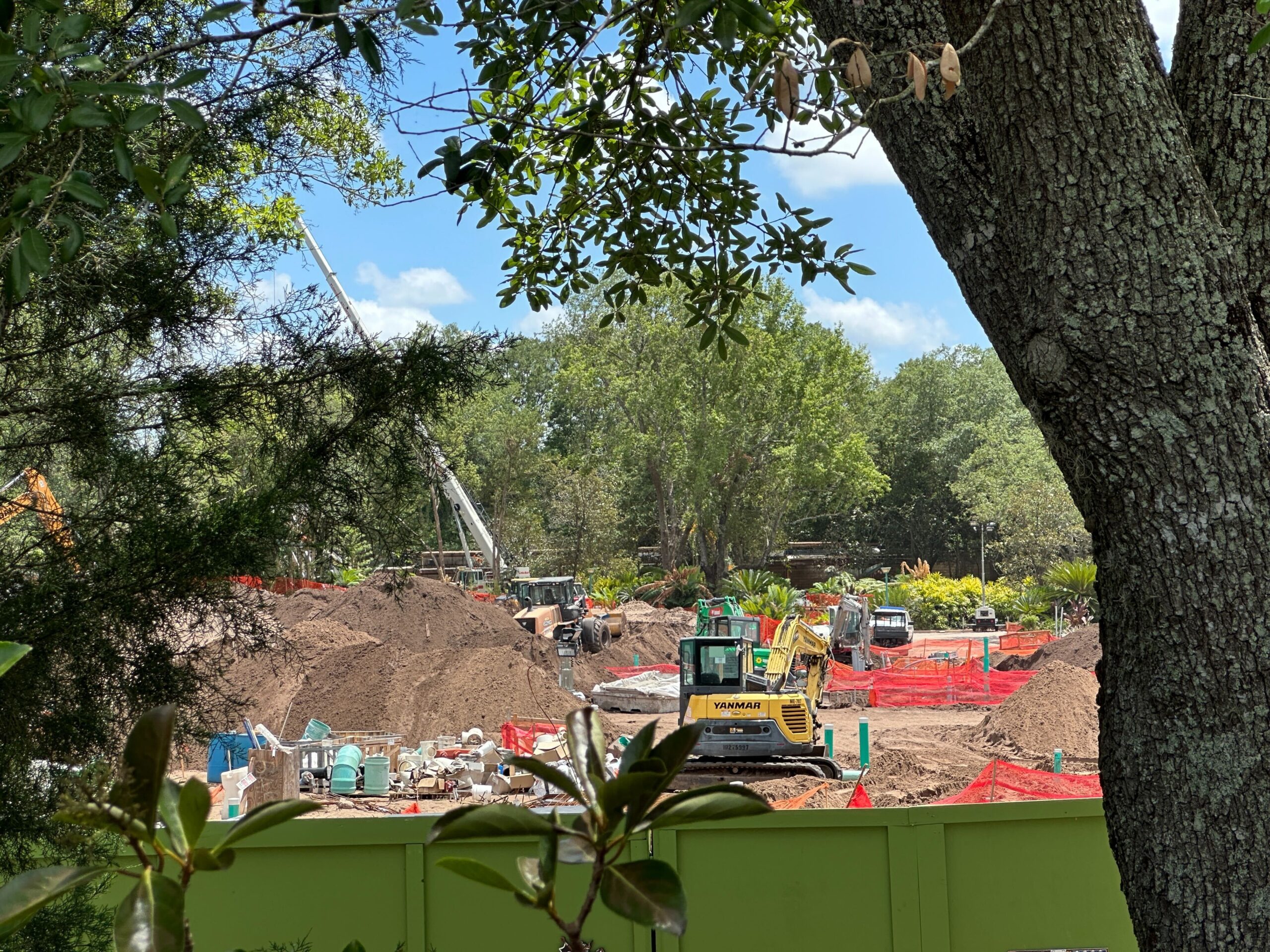 Construction is also steady in the area near the former Chester & Hester’s Dinosaur Treasures shop, with large mounds of dirt as well as construction vehicles and materials.