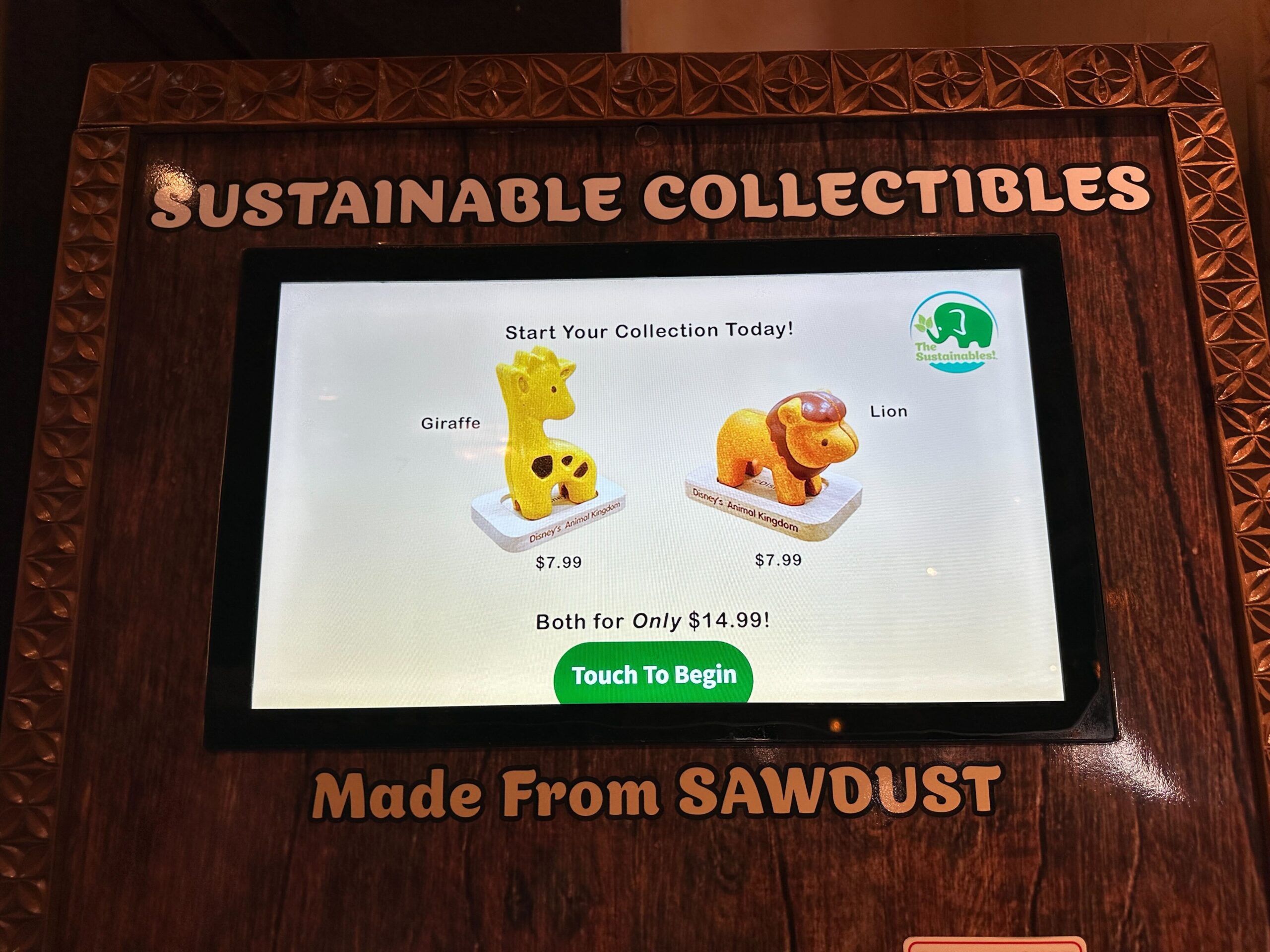 Sustainable animal figure machine screen.
