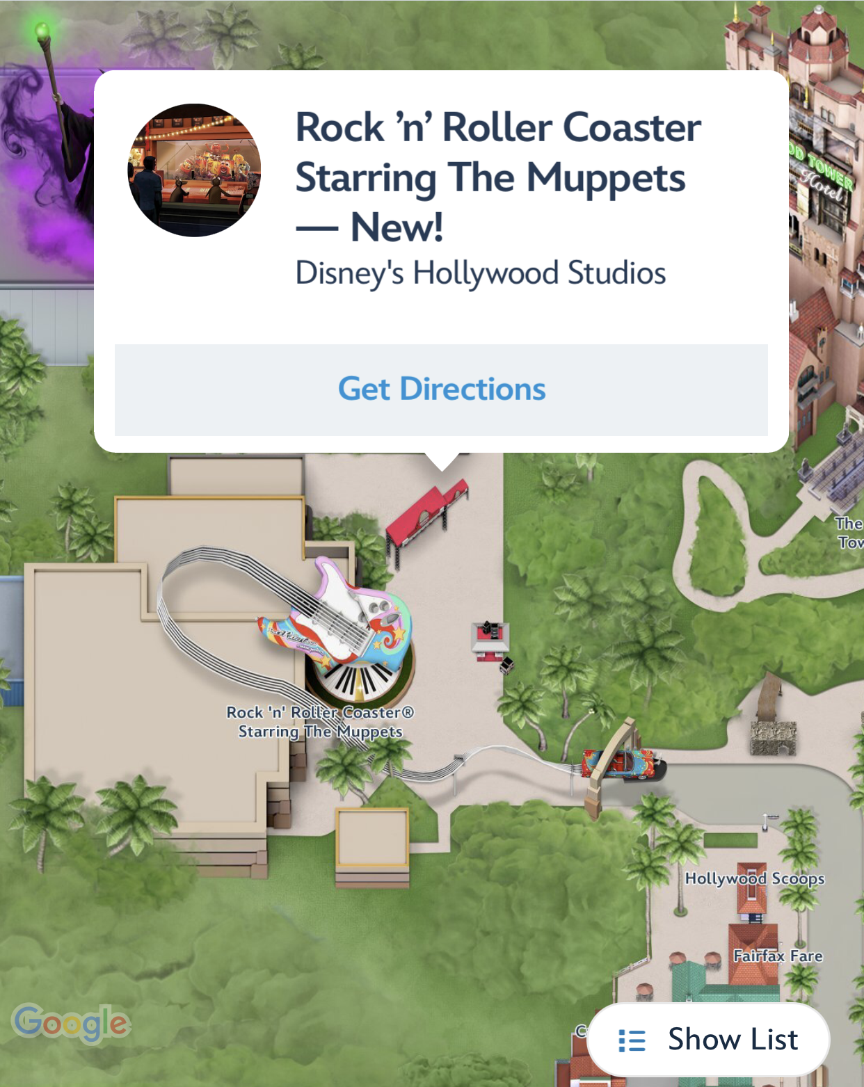 Disney's Hollywood Studios Digital Map Updated with Muppets Rock 'N' Roller Coaster & Animation Courtyard