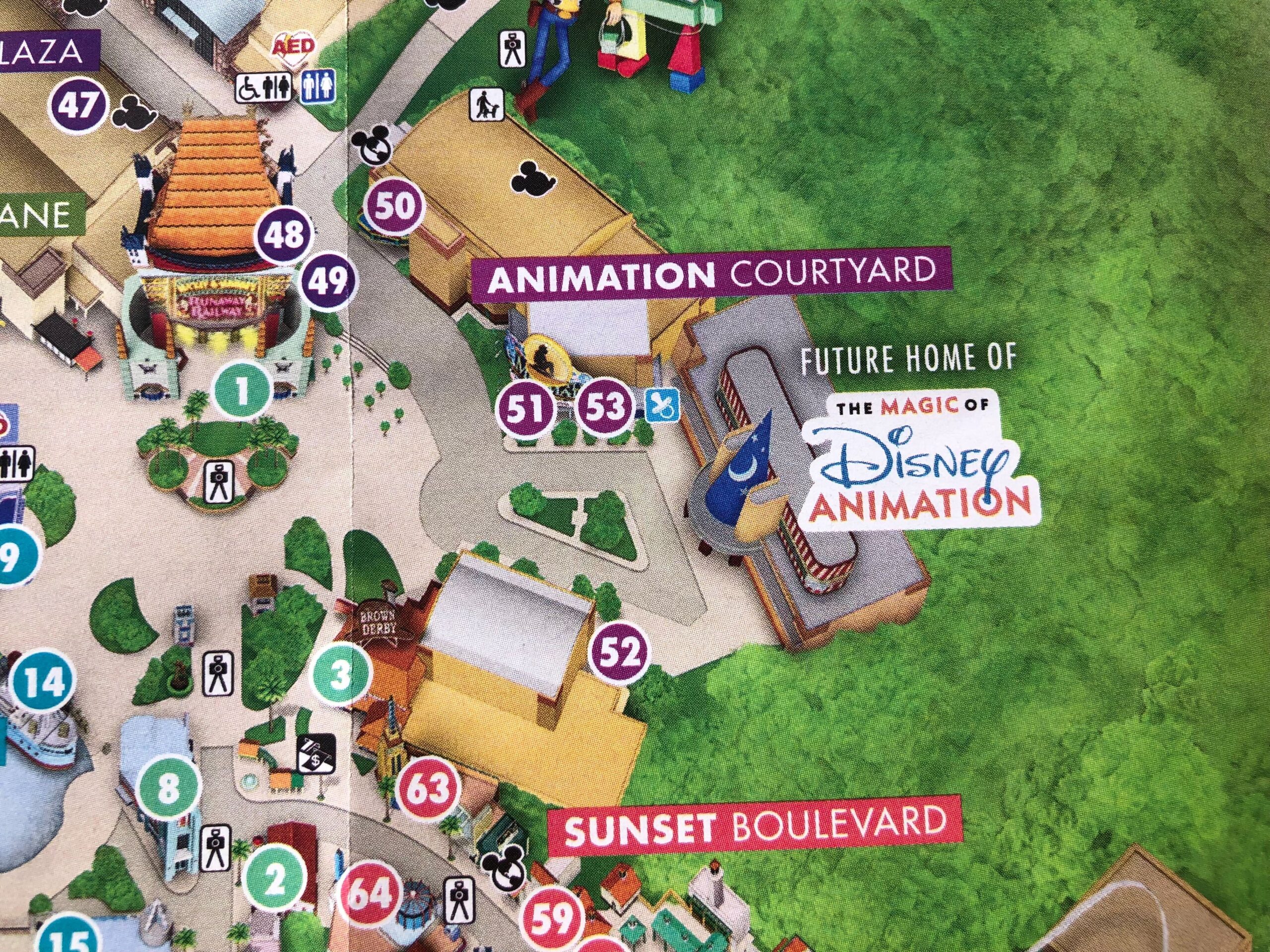 Disney's Hollywood Studios Guidemap Updated with Muppets Rock 'N' Roller Coaster & Animation Courtyard