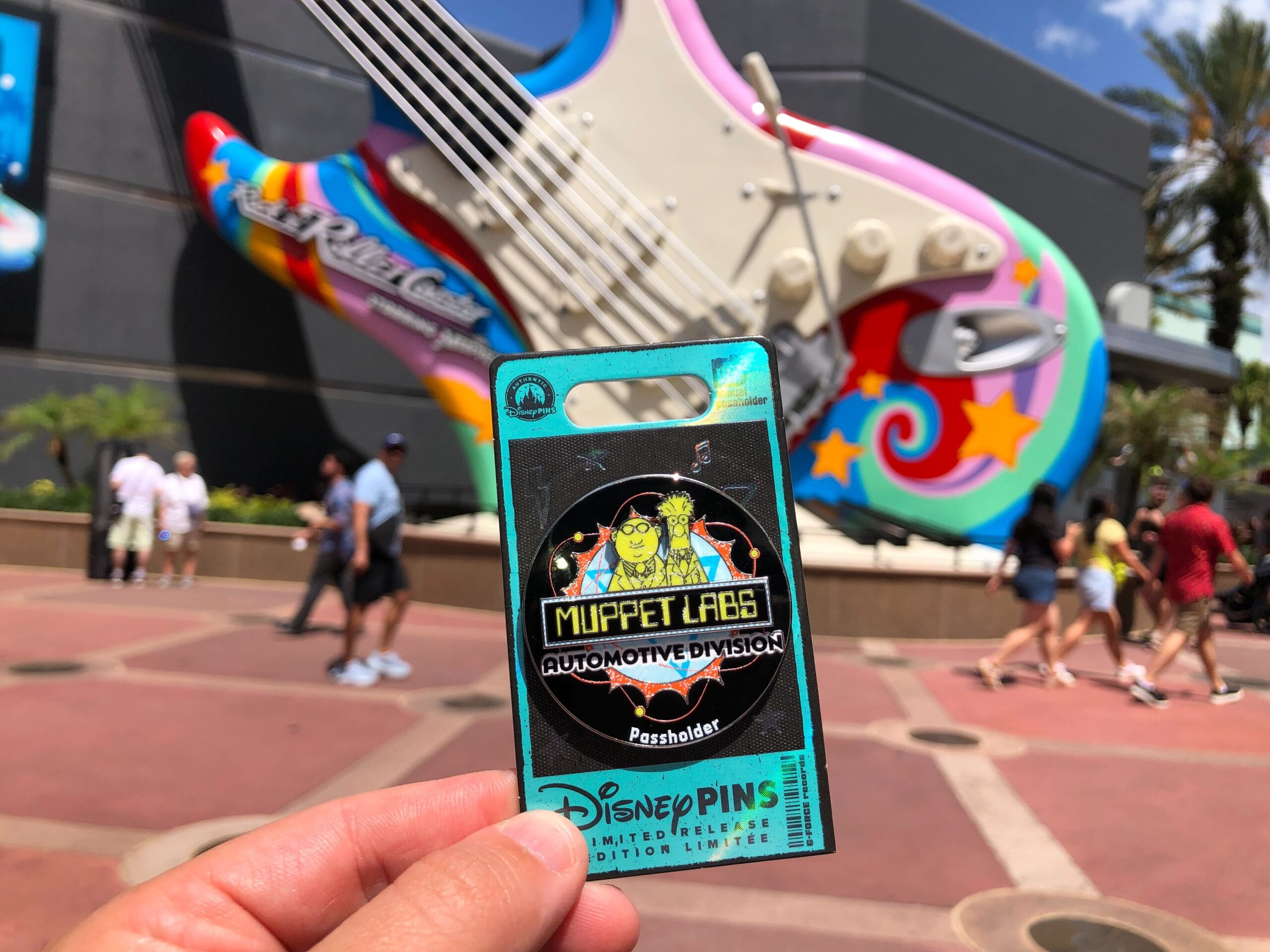 Bunsen and Beeker from Muppet Labs are on this pin, which is exclusively for Passholders. The text reads "Muppet Labs Automotive Division," as explained in our post for the ride vehicles, called L.I.M.O.
