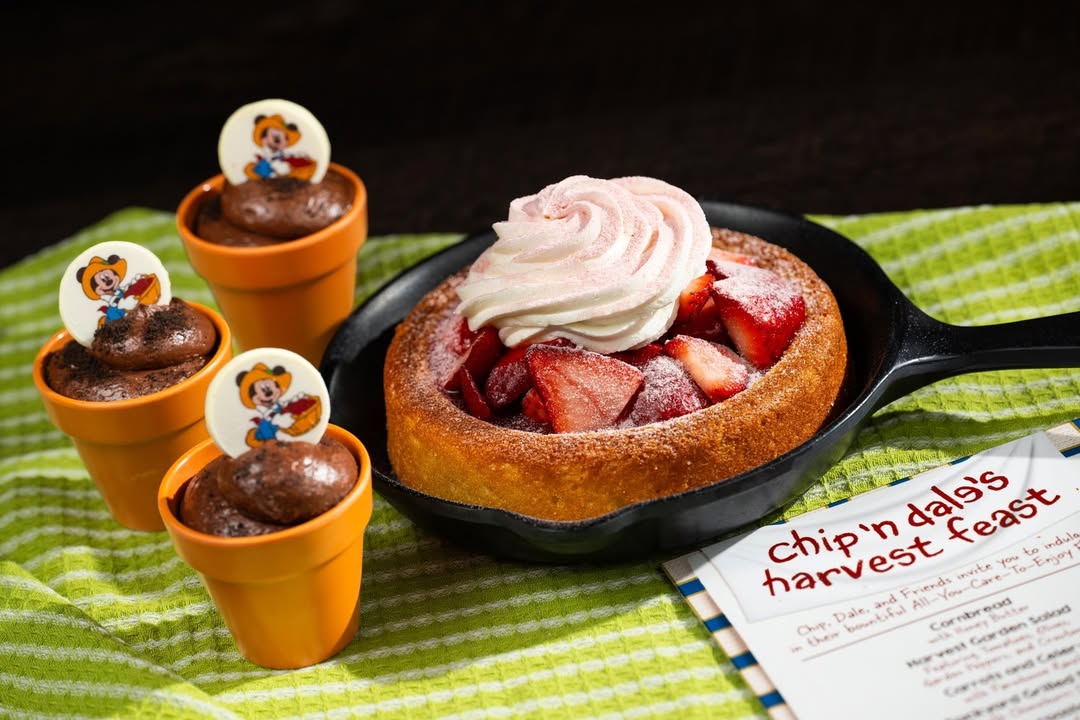 A Dirt Cup and Strawberry Shortcake is making its way Garden Grill Restaurant. Plus, guests visiting Sunshine Seasons can soon enjoy a Mickey-shaped Cinnamon Roll.