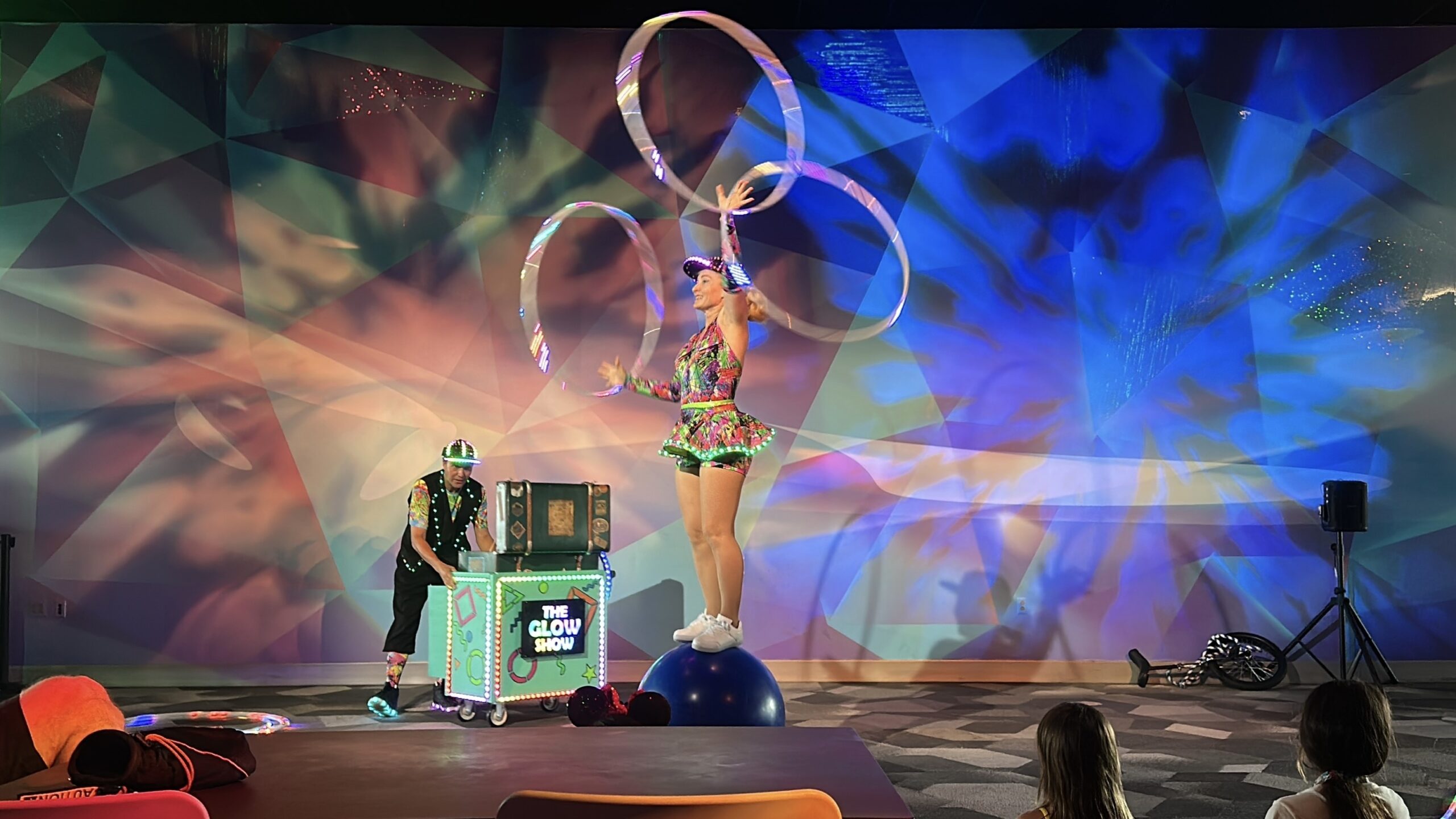 Elsewhere in CommuniCore Hall, Max and Aydar put on a glow-in-the-dark show with tricks and audience participation.