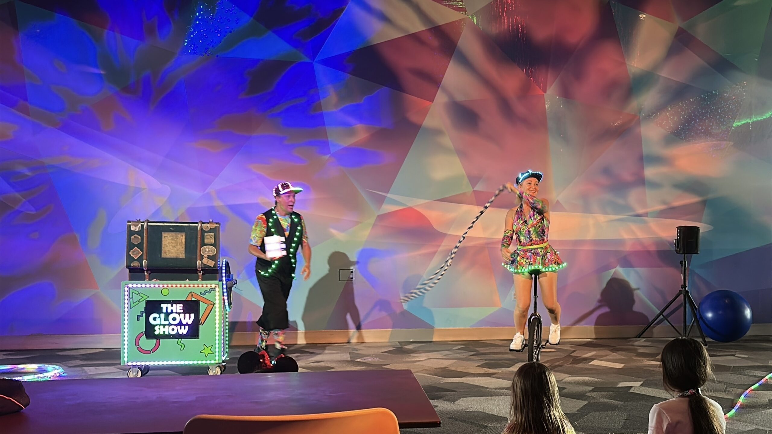 Elsewhere in CommuniCore Hall, Max and Aydar put on a glow-in-the-dark show with tricks and audience participation.