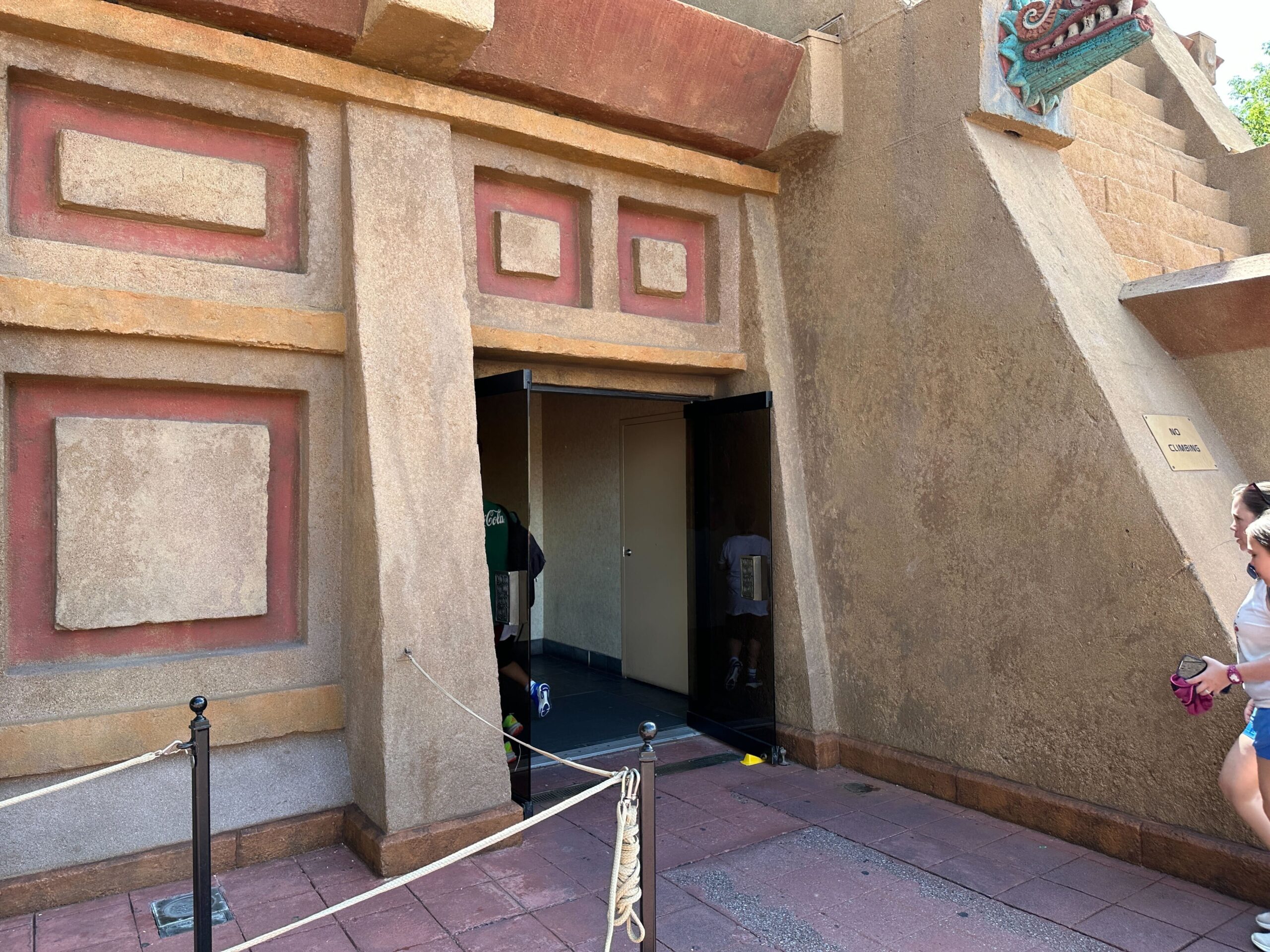 The front left entrance is now back open. The rope that blocked access to the entrance has been removed.