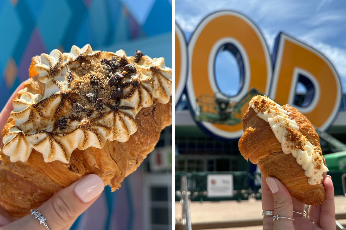 We tried two new croissants at Walt Disney World, Chocolate Marshmallow Hazelnut and Cookie Butter.