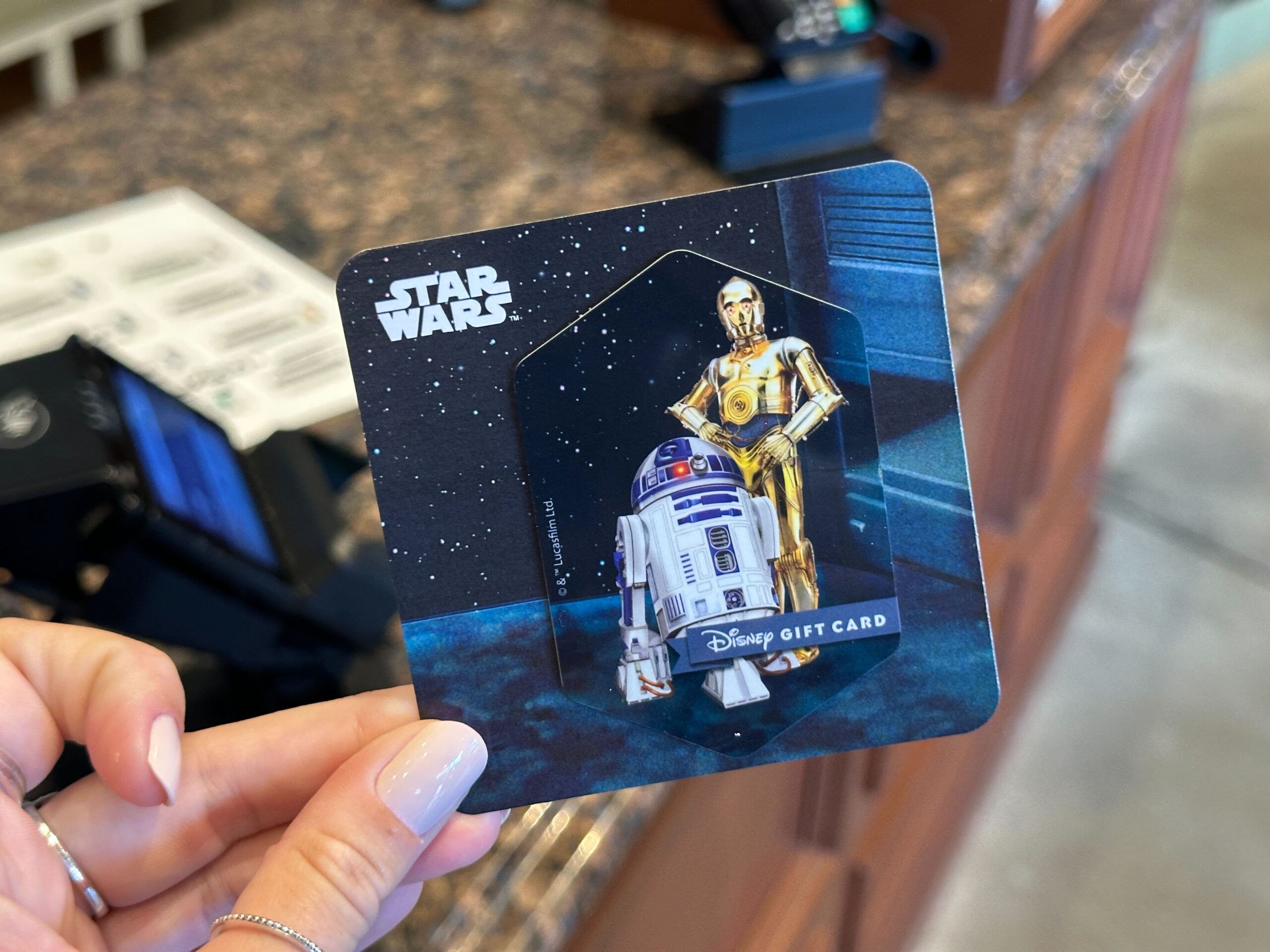 Walt Disney World has three new Disney Gift Card designs featuring Star Wars characters. We found them at Star Wars Galactic Outpost in Disney Springs.