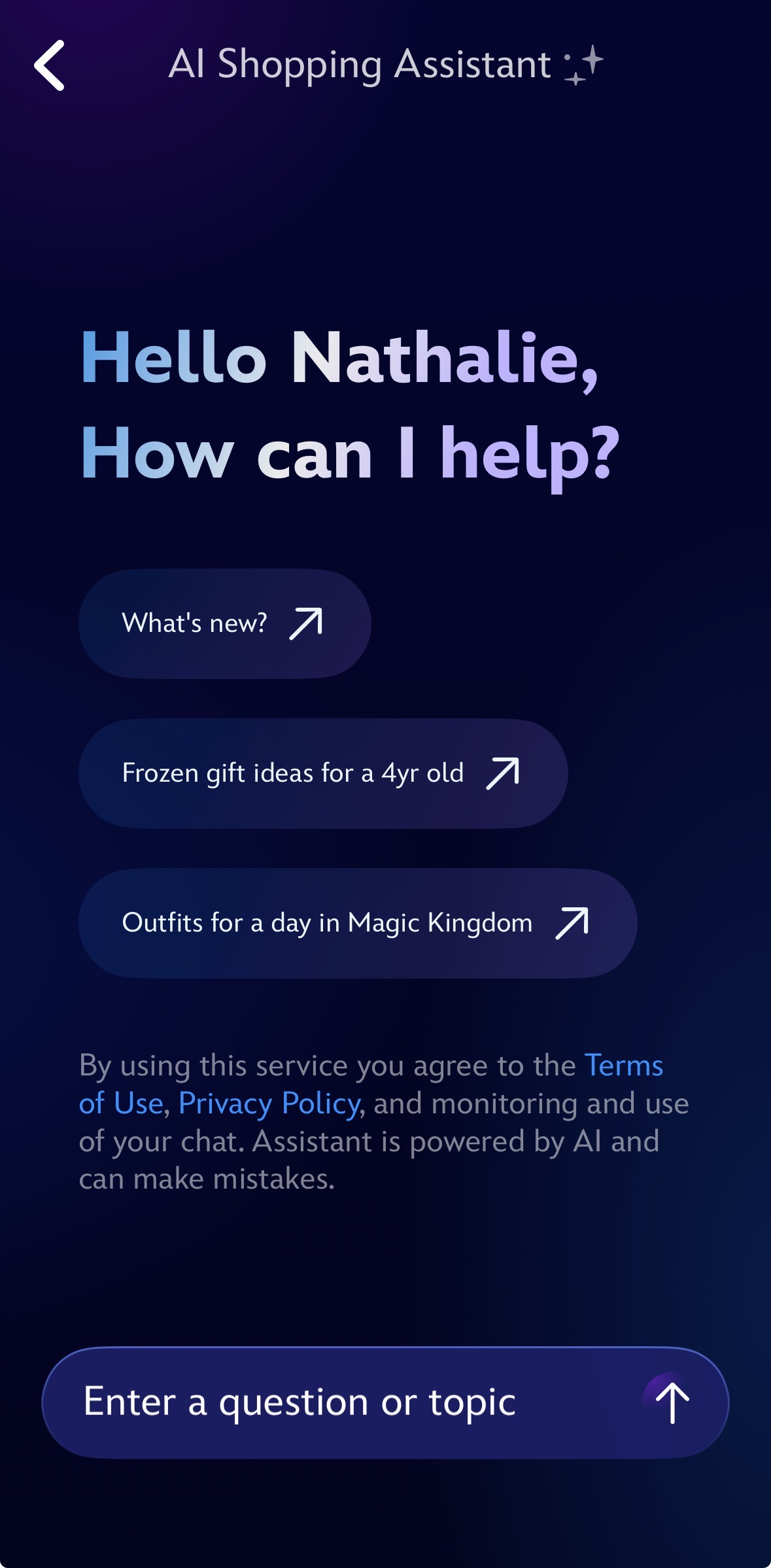 Select shoppers now have access to an AI Personal Shopping Assistant pilot program in the Disney Store iOS App.