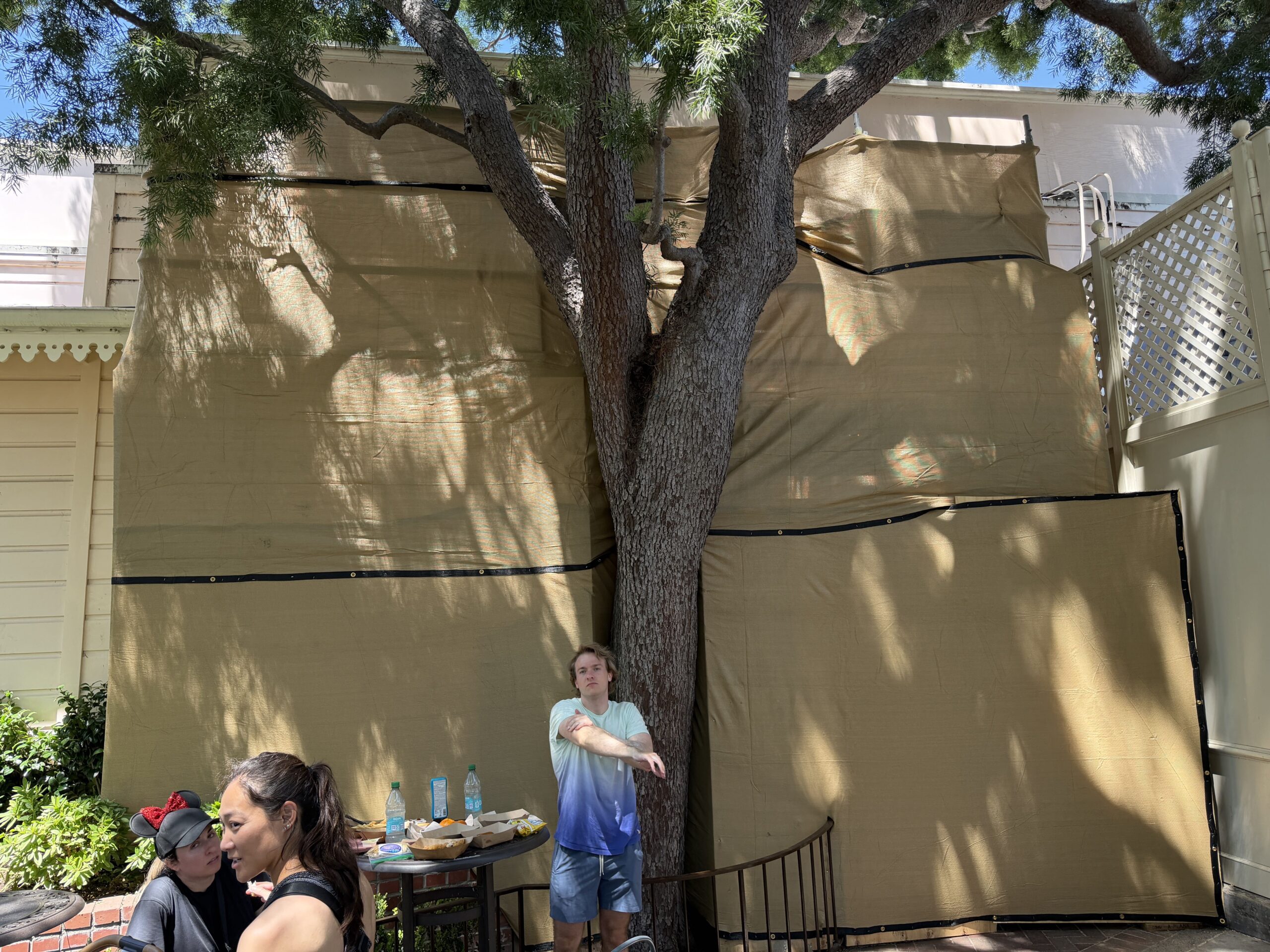 Some portion of exterior refurbishment work is underway on the Plaza Inn at Disneyland, if only in a quiet corner.