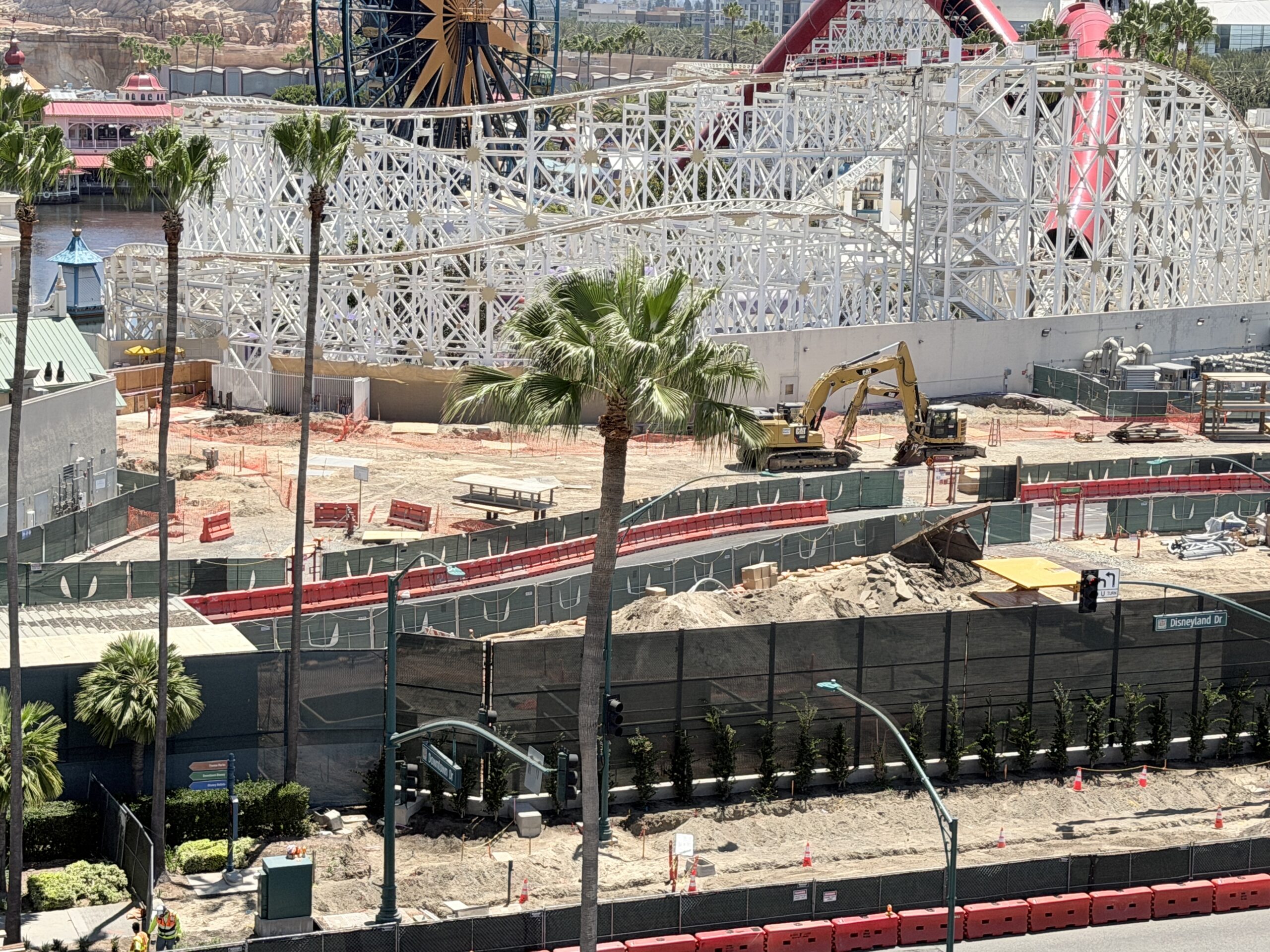 Construction is continuing at Disney California Adventure for the future Coco attraction, with the latest photos showing new progress around the large backstage site behind Incredicoaster at Pixar Pier.