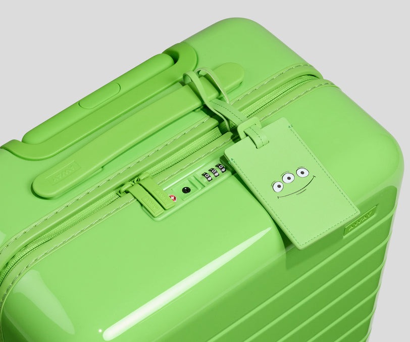 The Little Green Alien-inspired bag has a high-gloss finish.