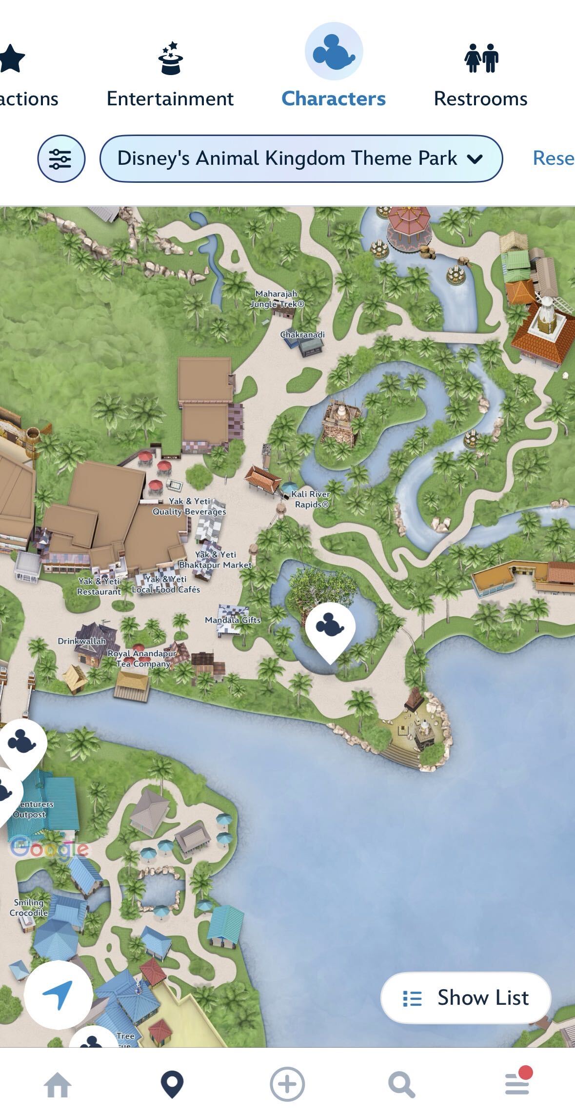 When they're out and about, you can find Pluto and Goofy in the back of the Asia section of the park. Follow the path to the right of Drinkwallah and the Royal Anandapur Tea Company, and you should spot them posted along the pathway.