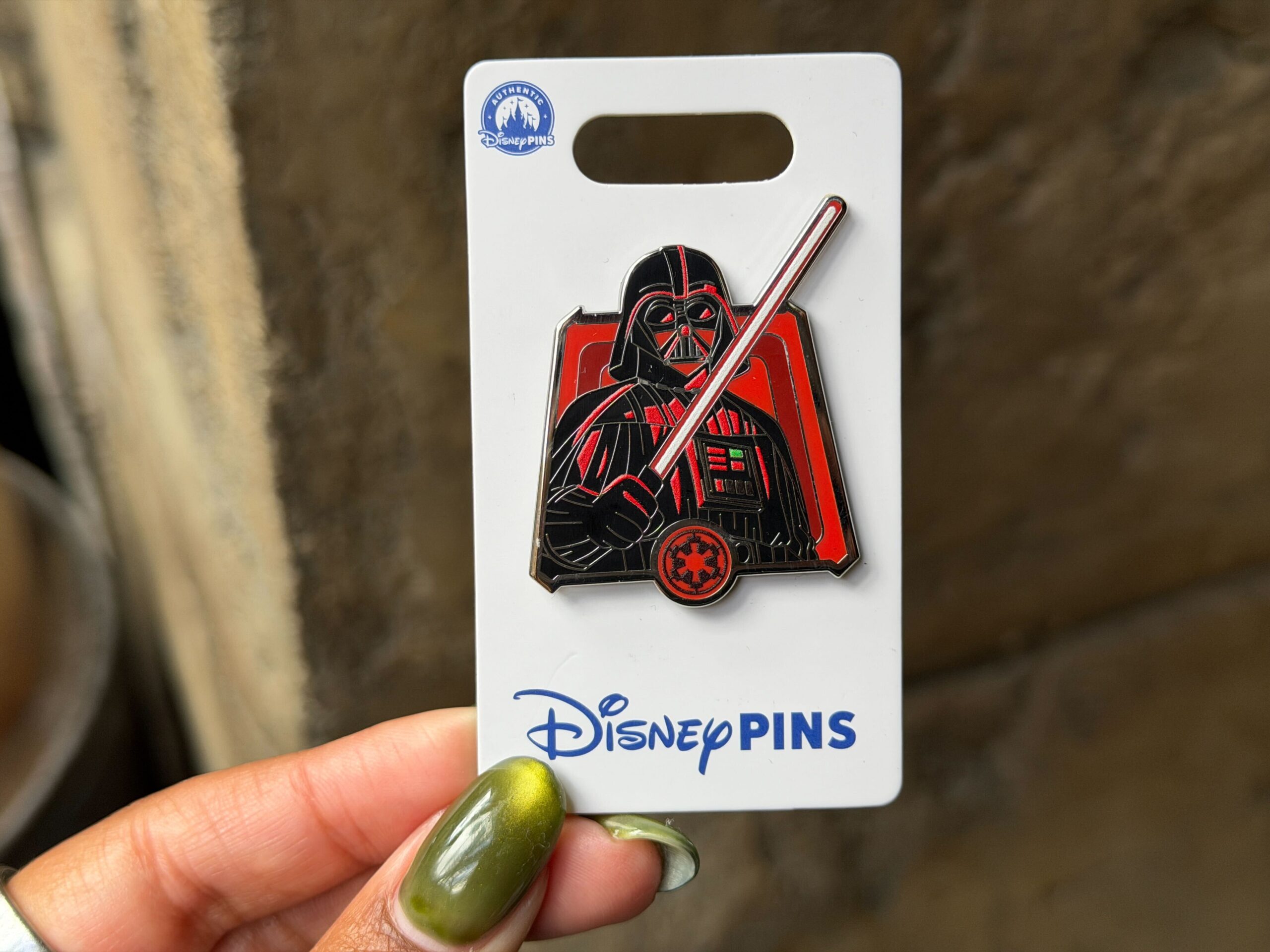 Darth Vader pin comparison photo.