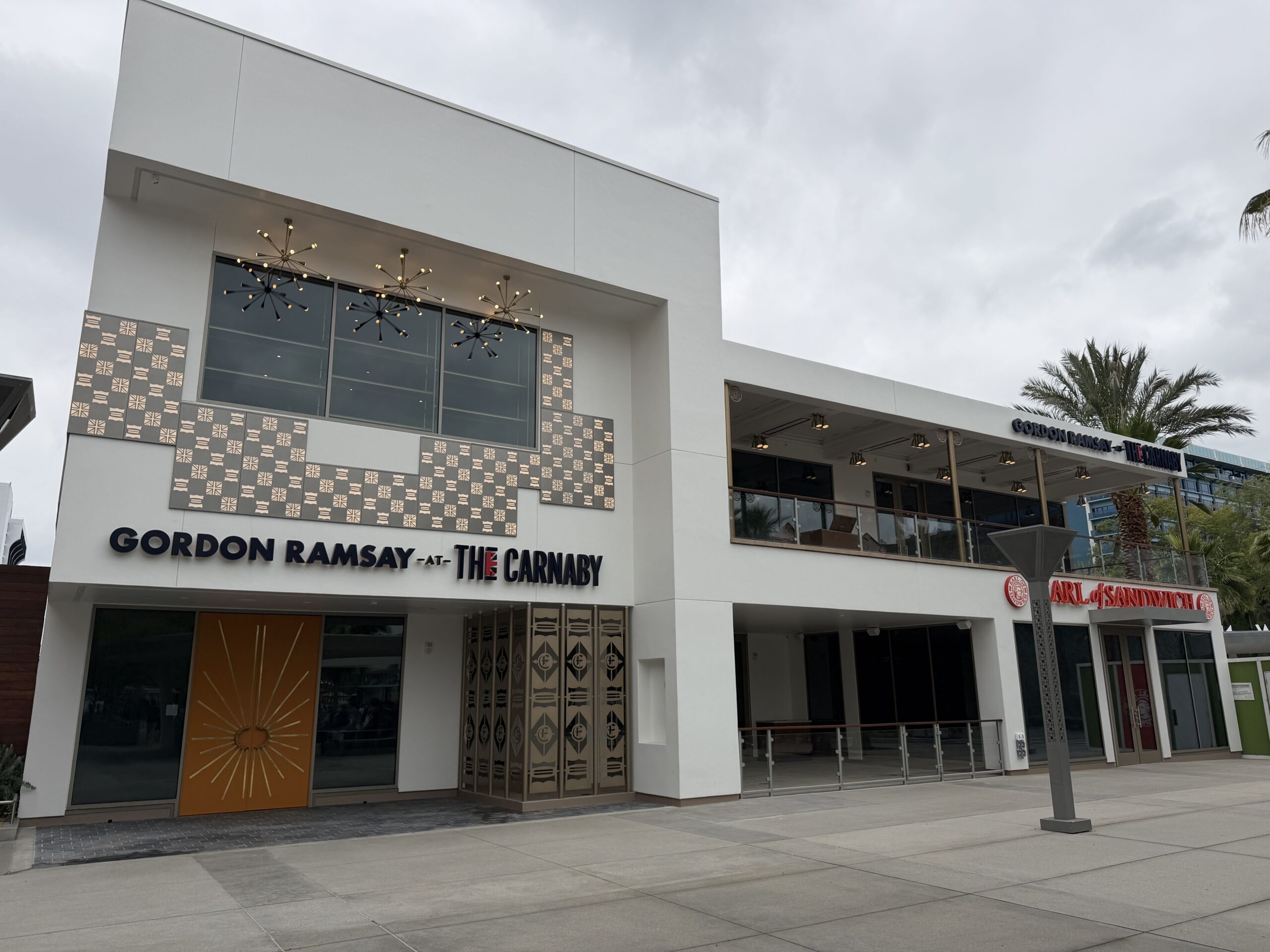 Construction continues to progress at the new Gordon Ramsay at the Carnaby eatery coming to Downtown Disney at the Disneyland Resort. Some of the construction walls have come down.