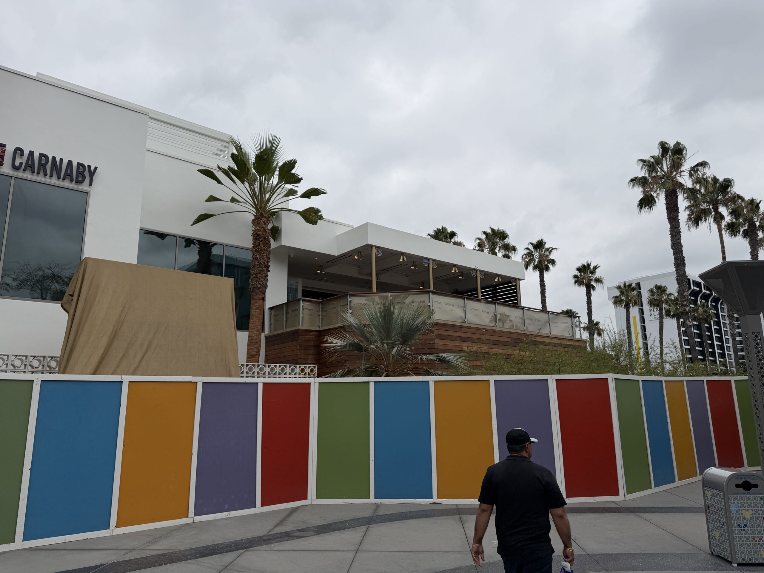 Construction continues to progress at the new Gordon Ramsay at the Carnaby eatery coming to Downtown Disney at the Disneyland Resort. Some of the construction walls have come down, but these remain.