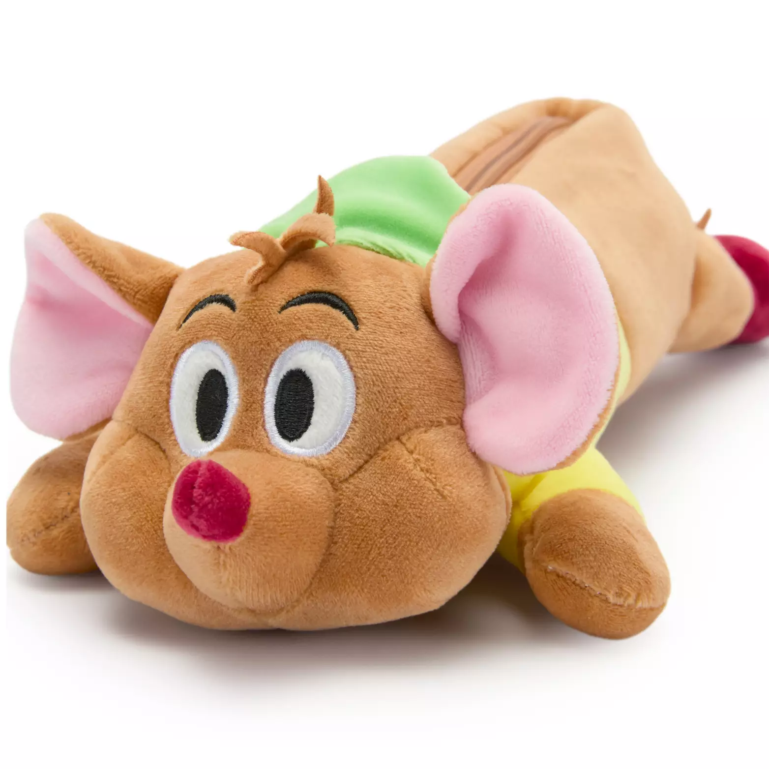 Gus is the only pencil case in this release that wasn't photographed in the same position as the other ones. He is wearing his light green hat, yellow shirt, and maroon shoes. His eyebrows and eyes both include embroidered details and the tufts on top of his head are felted.