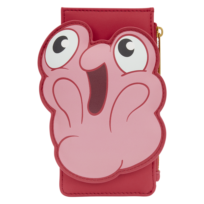 Morph is seen in an enthusiastic pose on the front of this wallet. He has a huge smile on his face.
