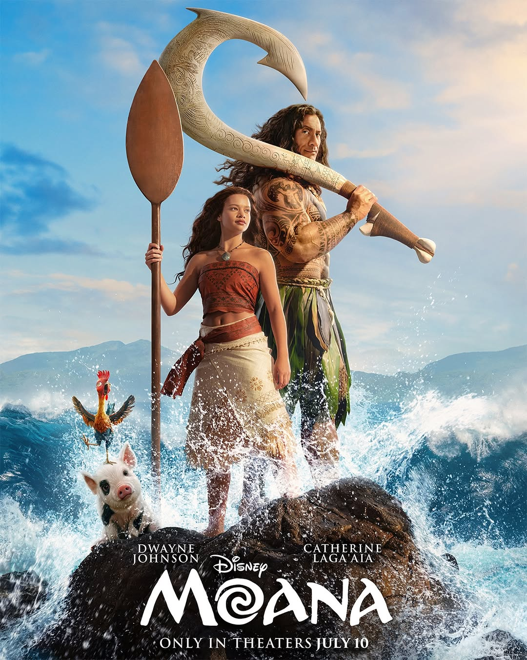 In Moana, Disney’s live-action reimagining of the Oscar-nominated animated movie, Moana (Lagaʻaia) answers the Ocean’s call and voyages beyond the reef of her island of Motunui with the infamous demigod Maui (Dwayne Johnson) on a journey to restore prosperity to her people.