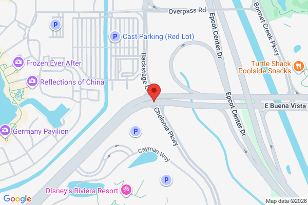 At 12:59 p.m., a call log indicated a crash with injuries reported at E. Buena Vista Drive and Chelonia Parkway. This area is near the Red Lot, which serves as Cast Parking behind EPCOT.