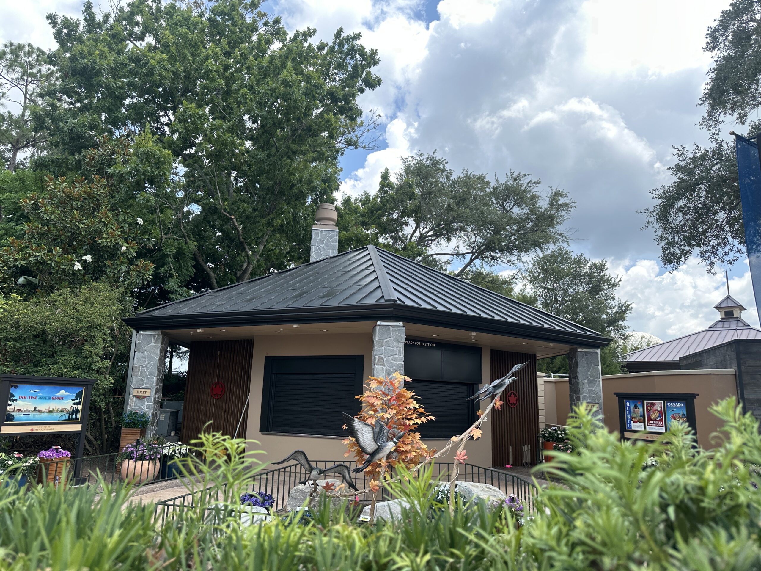 One of the additions we spotted was the bases for menu boards on the righthand side of the eatery. These black boards say "Ready for Taste Off" on the top, a nod to the sponsor Air Canada. The eatery is also flanked by a series of decorative posters about, of course, poutine.