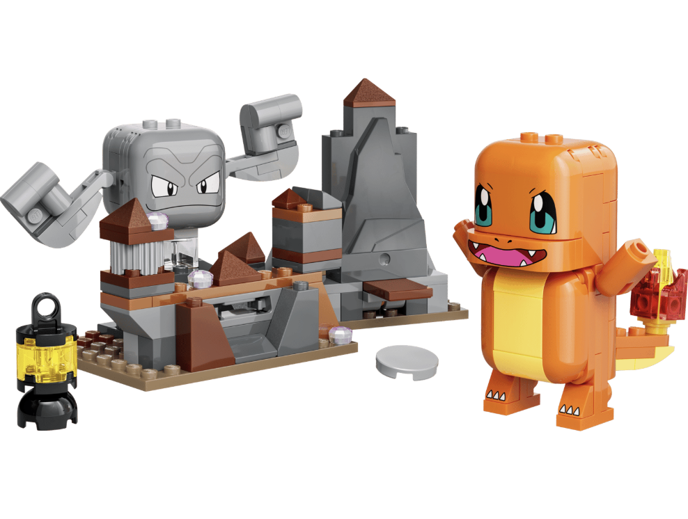 Fans can explore a cave of treasures and crystals with Charmander and Geodude in this 198-piece set.
