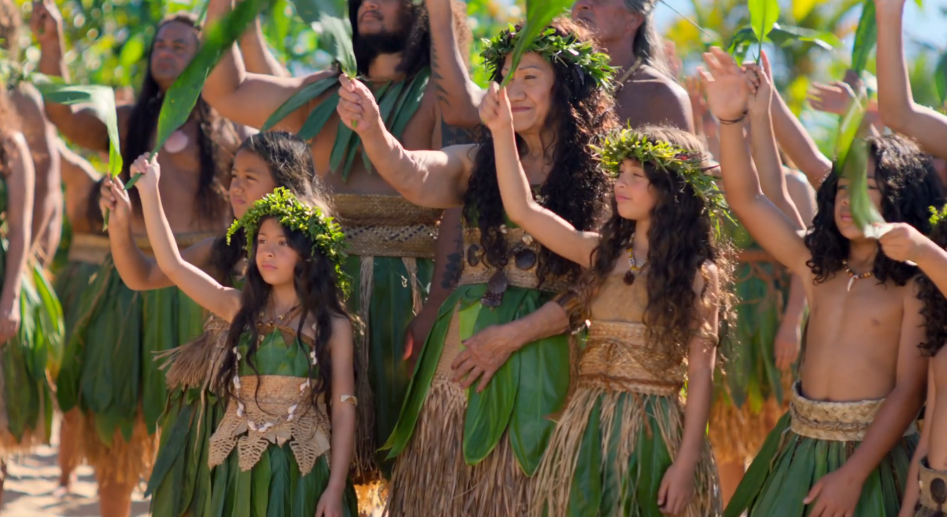 Dwayne Johnson's mom and daughters on set of the live-action Moana movie.