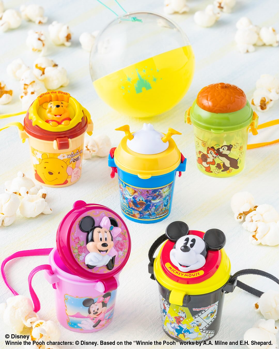 Capsule Toys Modeled After Popcorn Buckets at Tokyo Disney Resort
