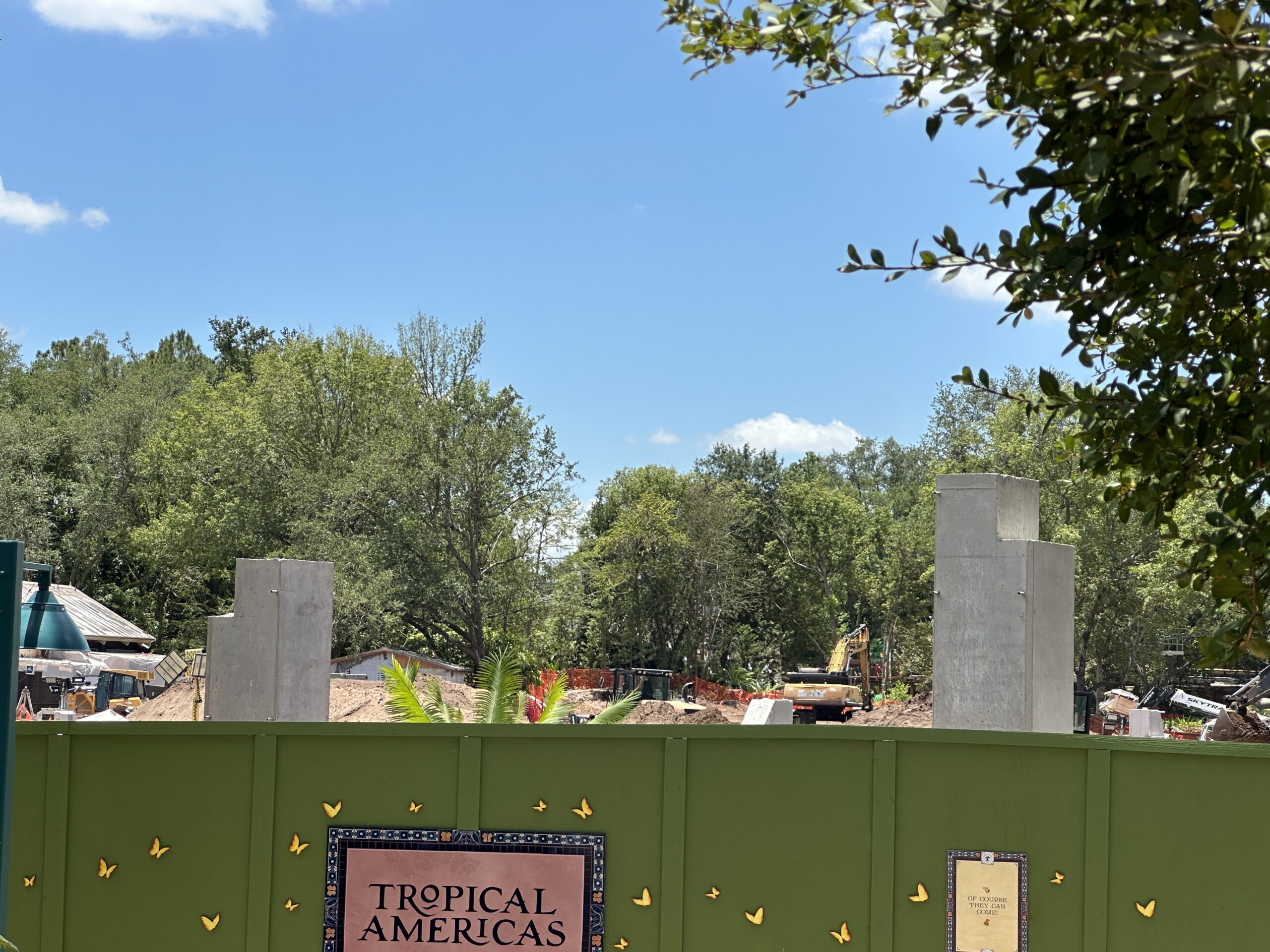 Columns Revealed in Tropical Americas Construction Site at Animal Kingdom