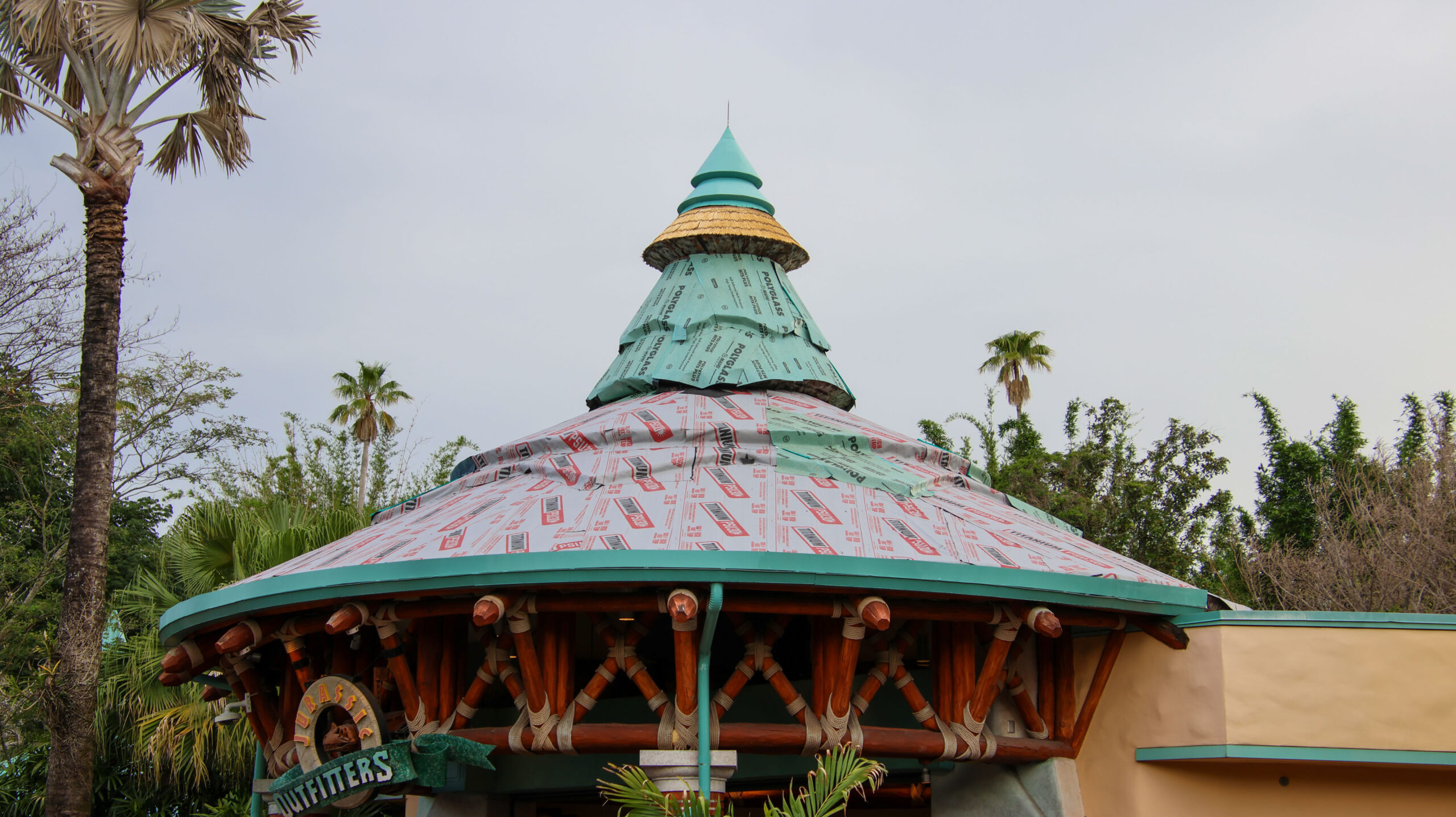 Jurassic Park River Adventure Roof Being Replaced at Universal Islands of Adventure