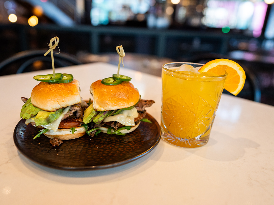 La Victoria Mocktail and Carne Asada Sliders.