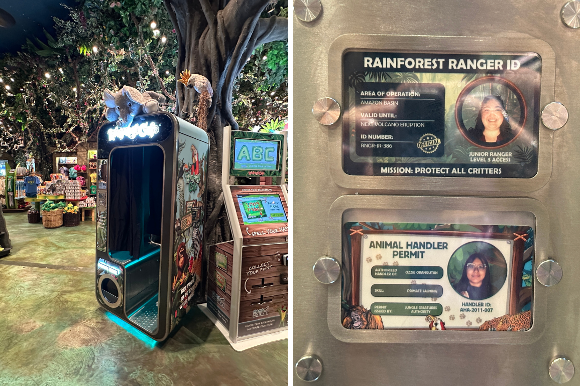 New personalized IDs available at Rainforest Cafe in Disney's Animal Kingdom.