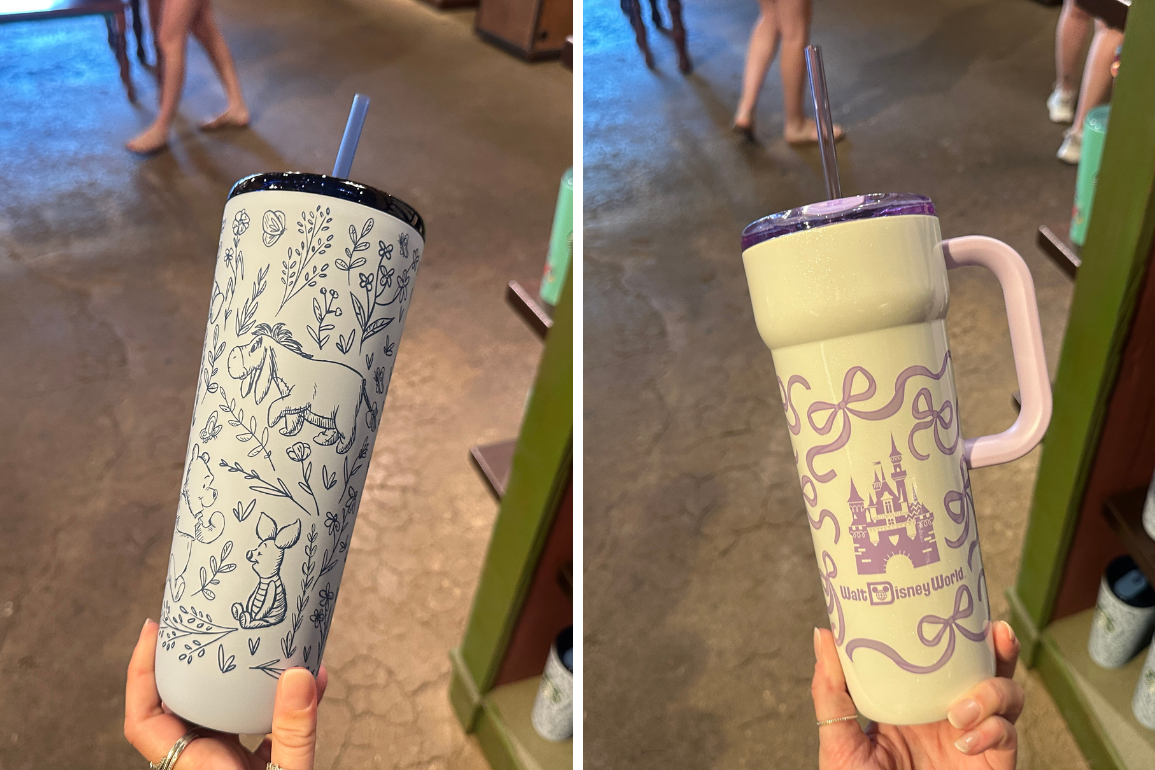 New Winnie the Pooh and Castle Bows tumblers now available at Walt Disney World.