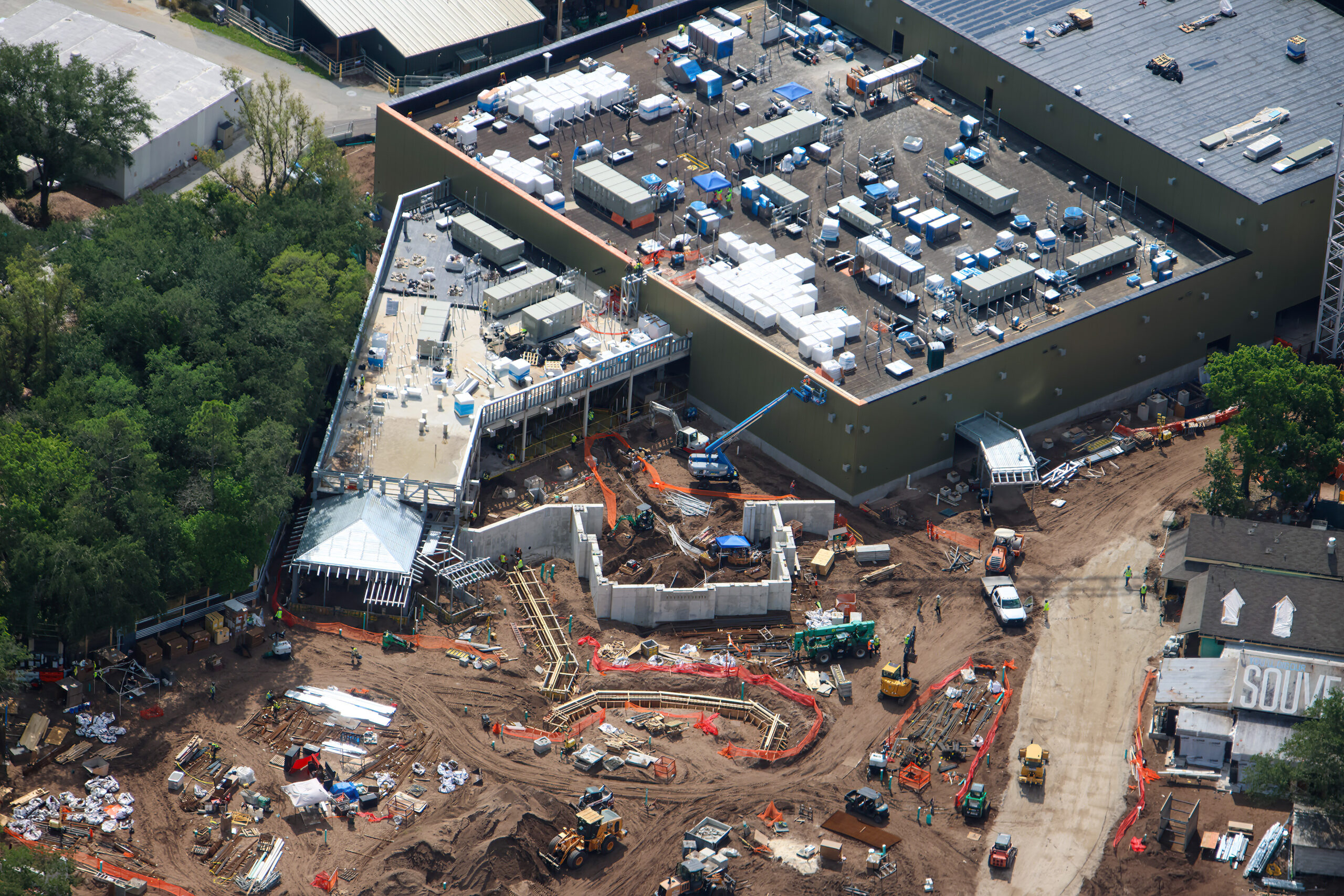 Tropical Americas continues to take shape as more structures and buildings see progress, including the Casita and an area by the future carousel.