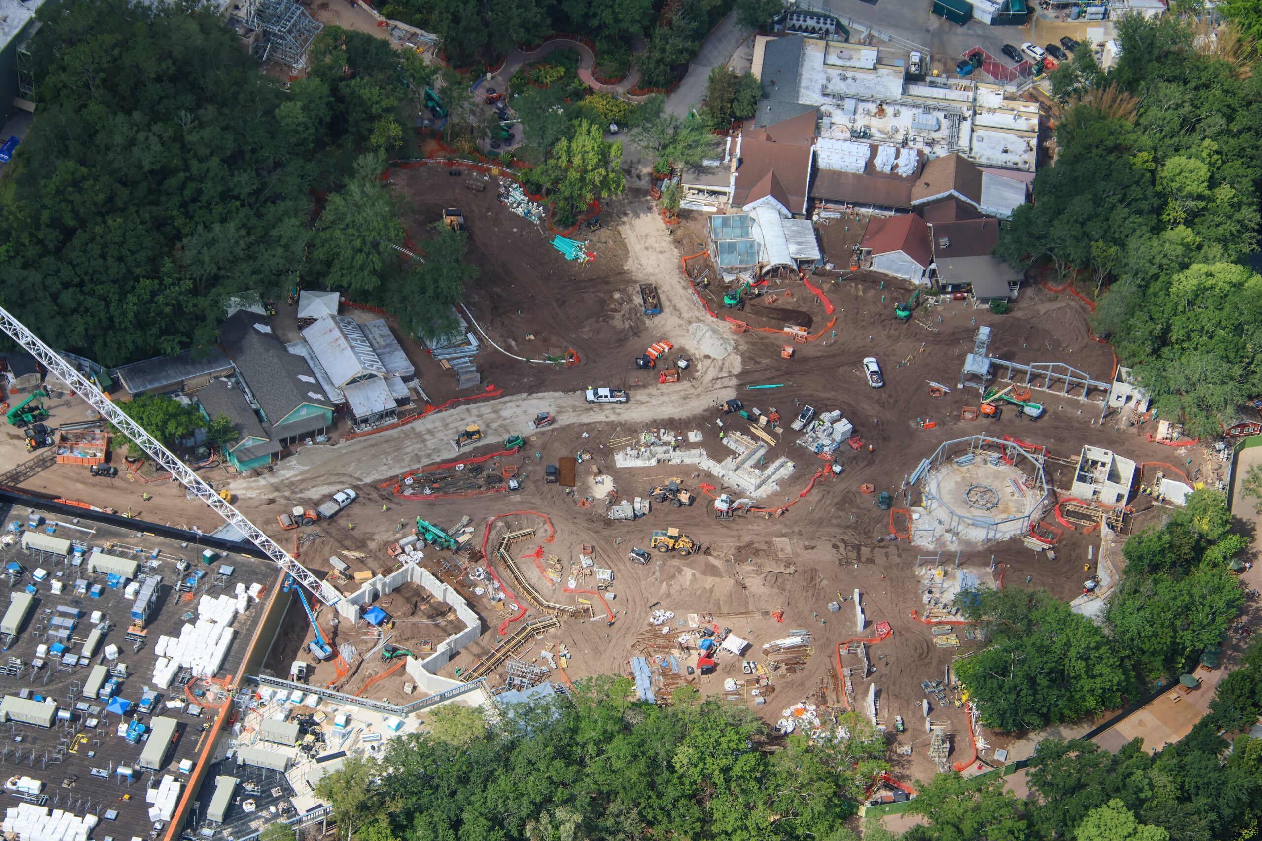 Tropical Americas continues to take shape as more structures and buildings see progress, including the Casita and an area by the future carousel.