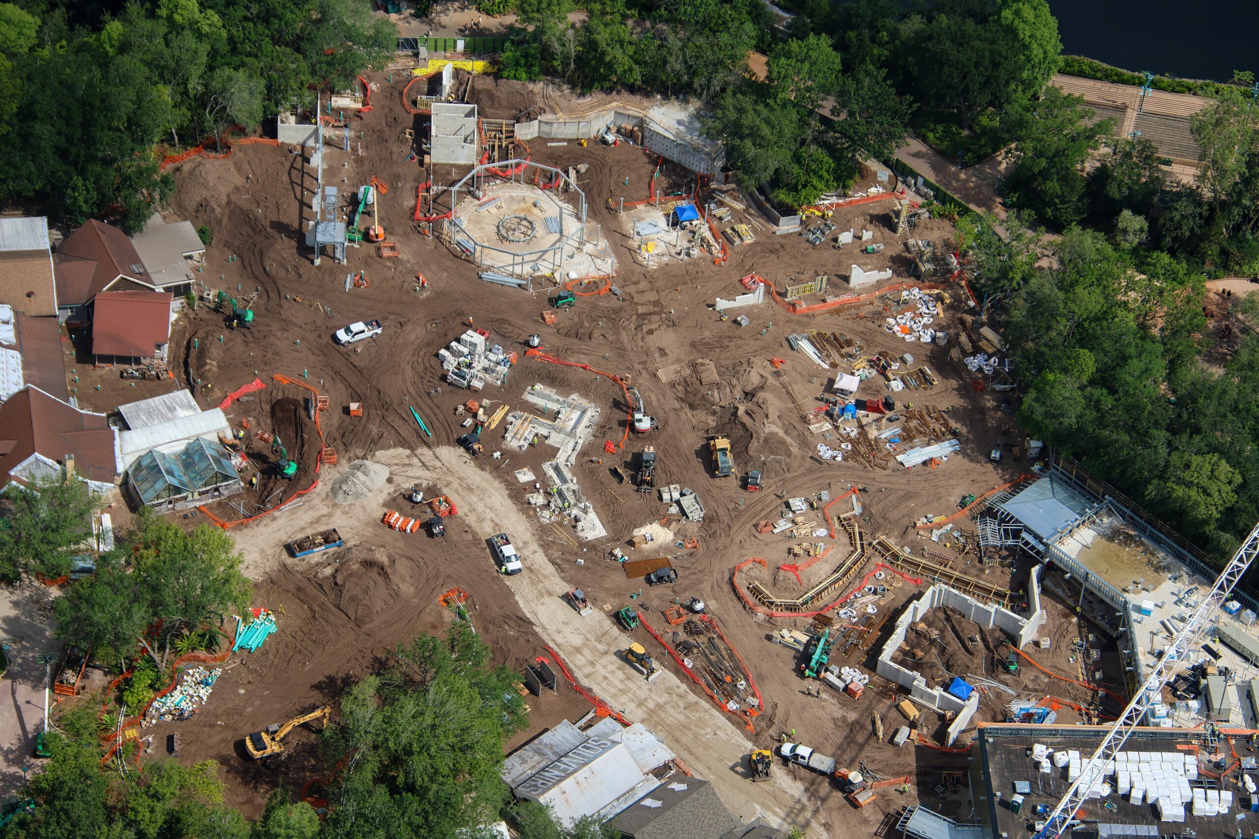 Tropical Americas continues to take shape as more structures and buildings see progress, including the Casita and an area by the future carousel.